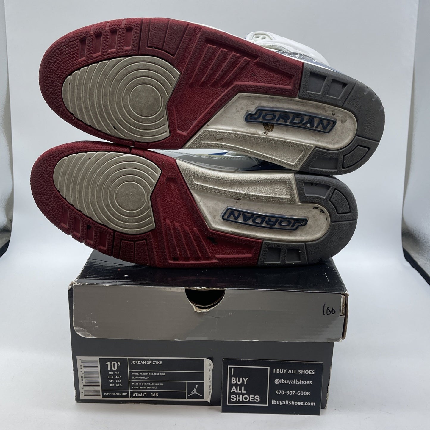Size 10.5 - Jordan Spizike True Blue White Grey Suede Leather (315371-163)