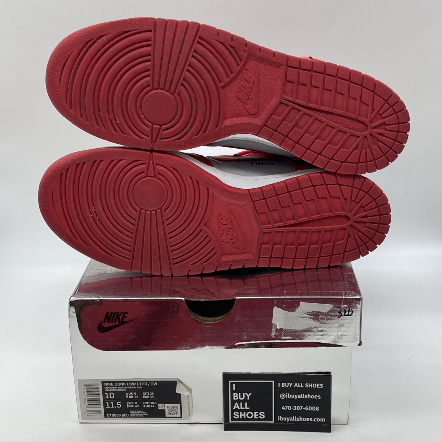 Size 10 - Nike Dunk Low x OFF-WHITE University Red Grey Leather (CT0856-600)