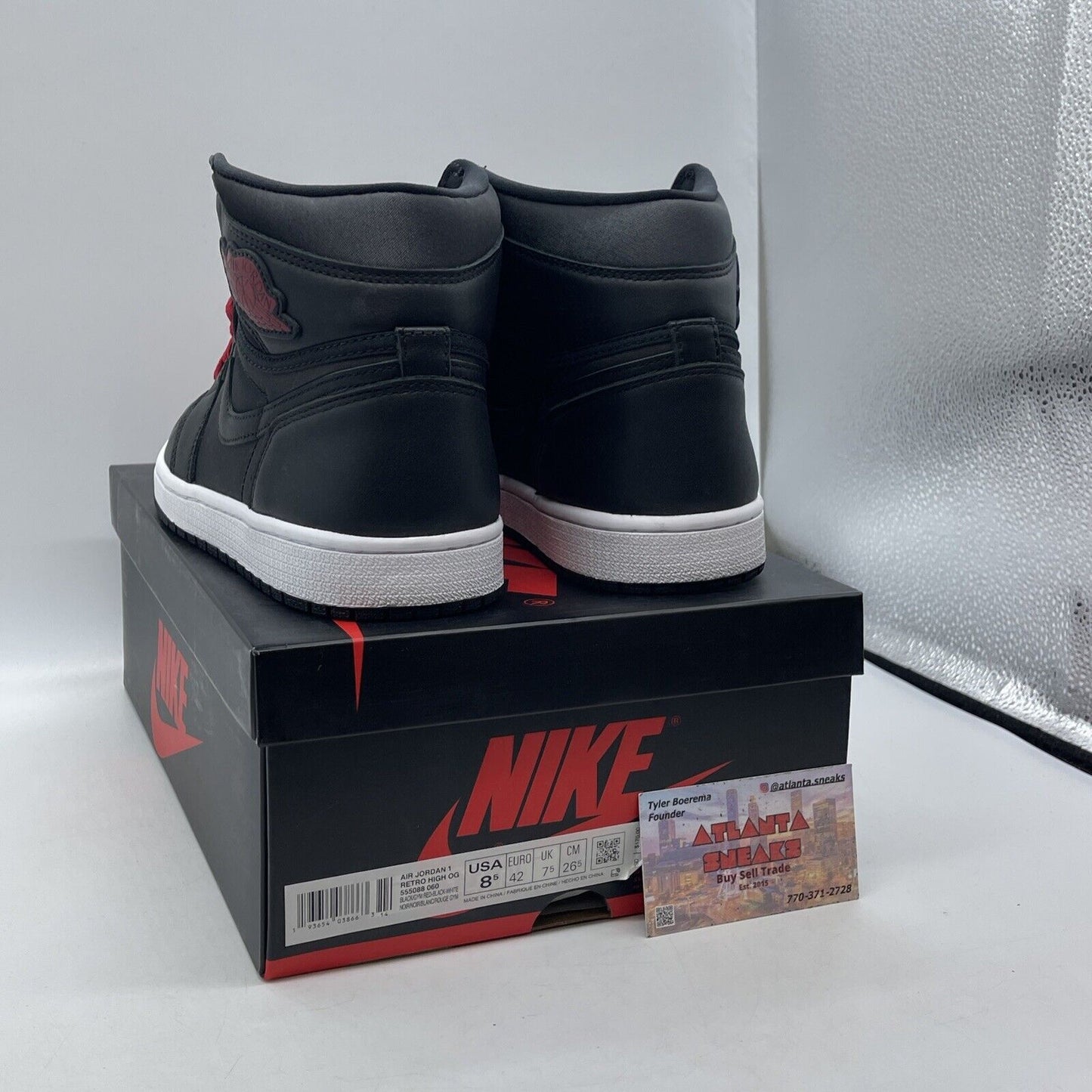 Size 8.5 - Air Jordan 1 Retro OG High Black Gym Red Suede (555088-060)