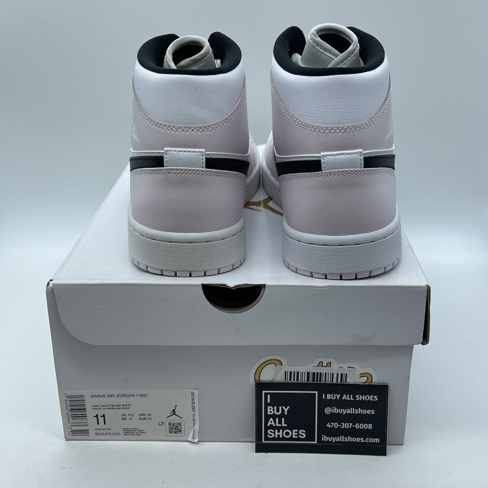 Size 11W - Air Jordan 1 Mid Barely Rose White Black Leather (BQ6472-500)