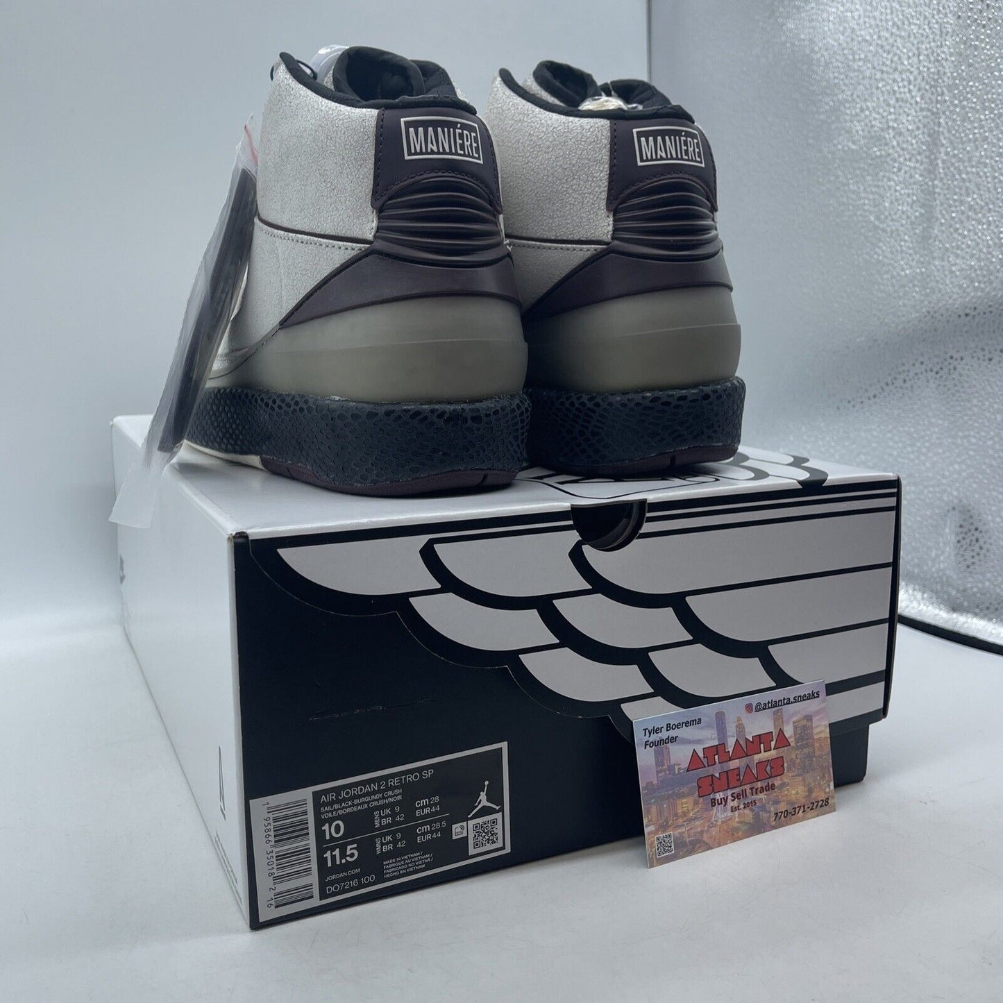 Size 10 - Jordan 2 A Ma Maniere Black Burgundy Tan Suede (DO7216-100)