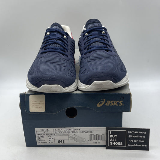 Size 11 - Asics FuzeX Country Pack USA  Running Trainers Navy (T6K0N)