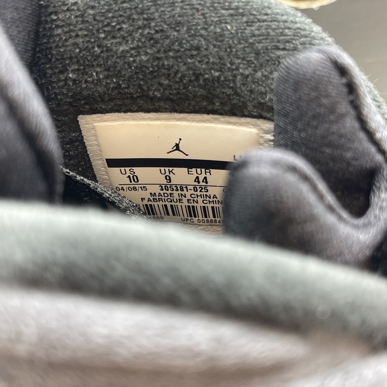 Size 10 - Jordan 8 Retro Aqua 2015 Black Grey Suede (305381-025)