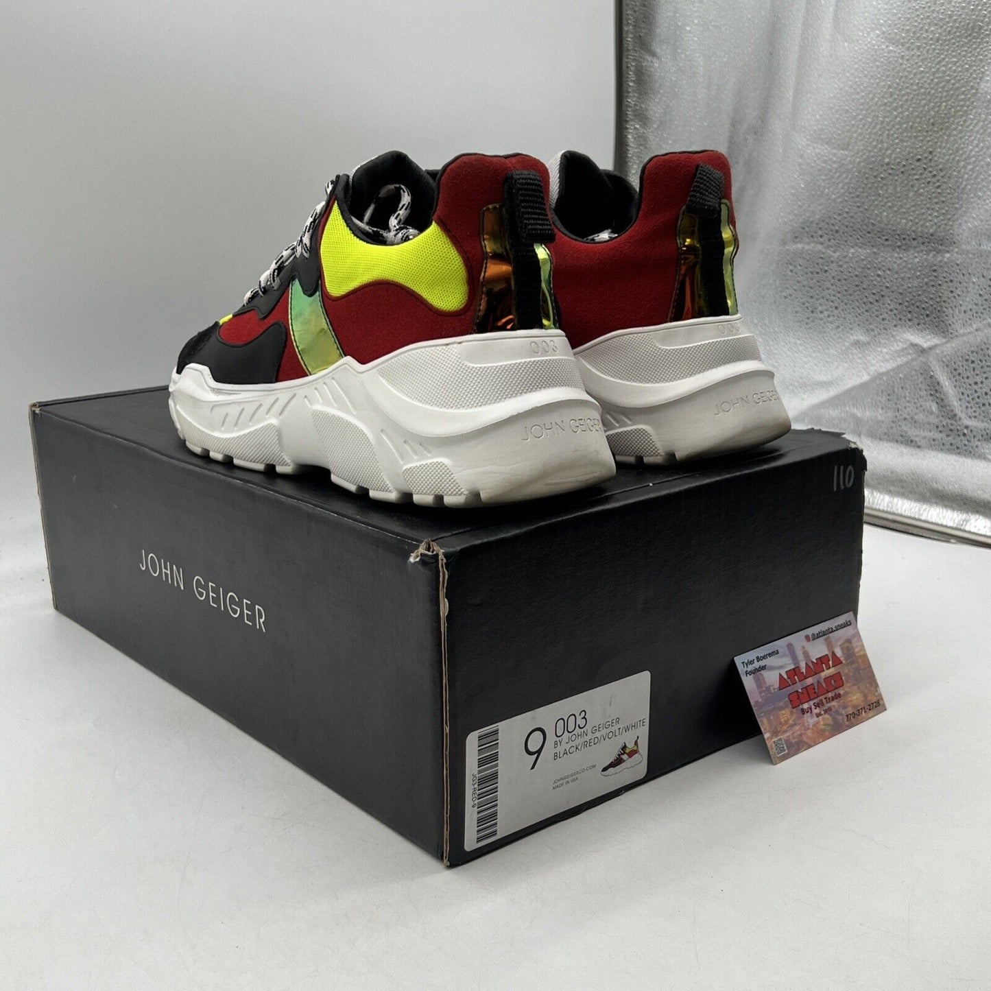 Size 9 - John Geiger 003 Black Red Volt White (JG3-RED-9)