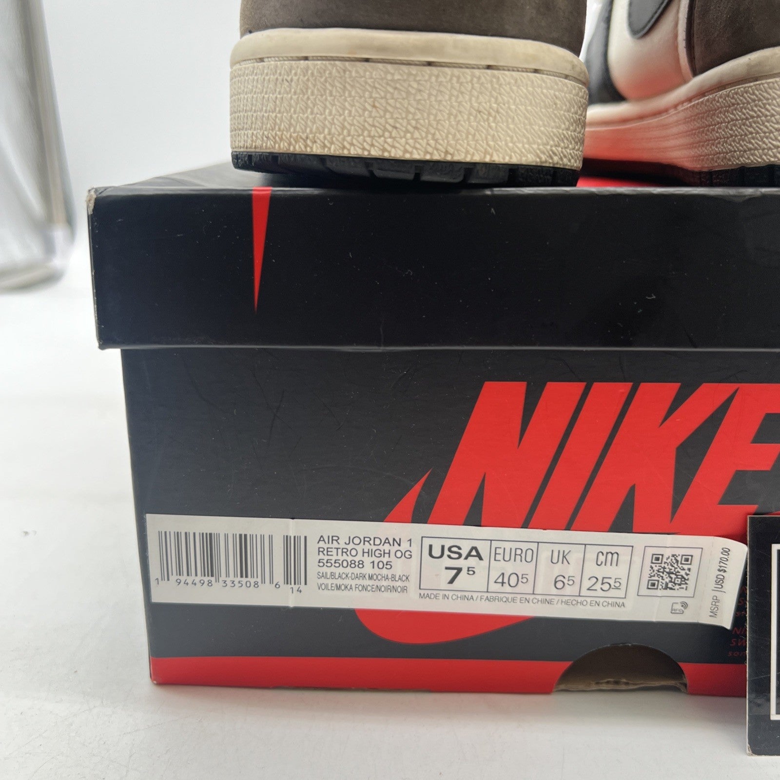 Size 7.5 - Air Jordan 1 Retro OG High Dark Mocha (555088-105)