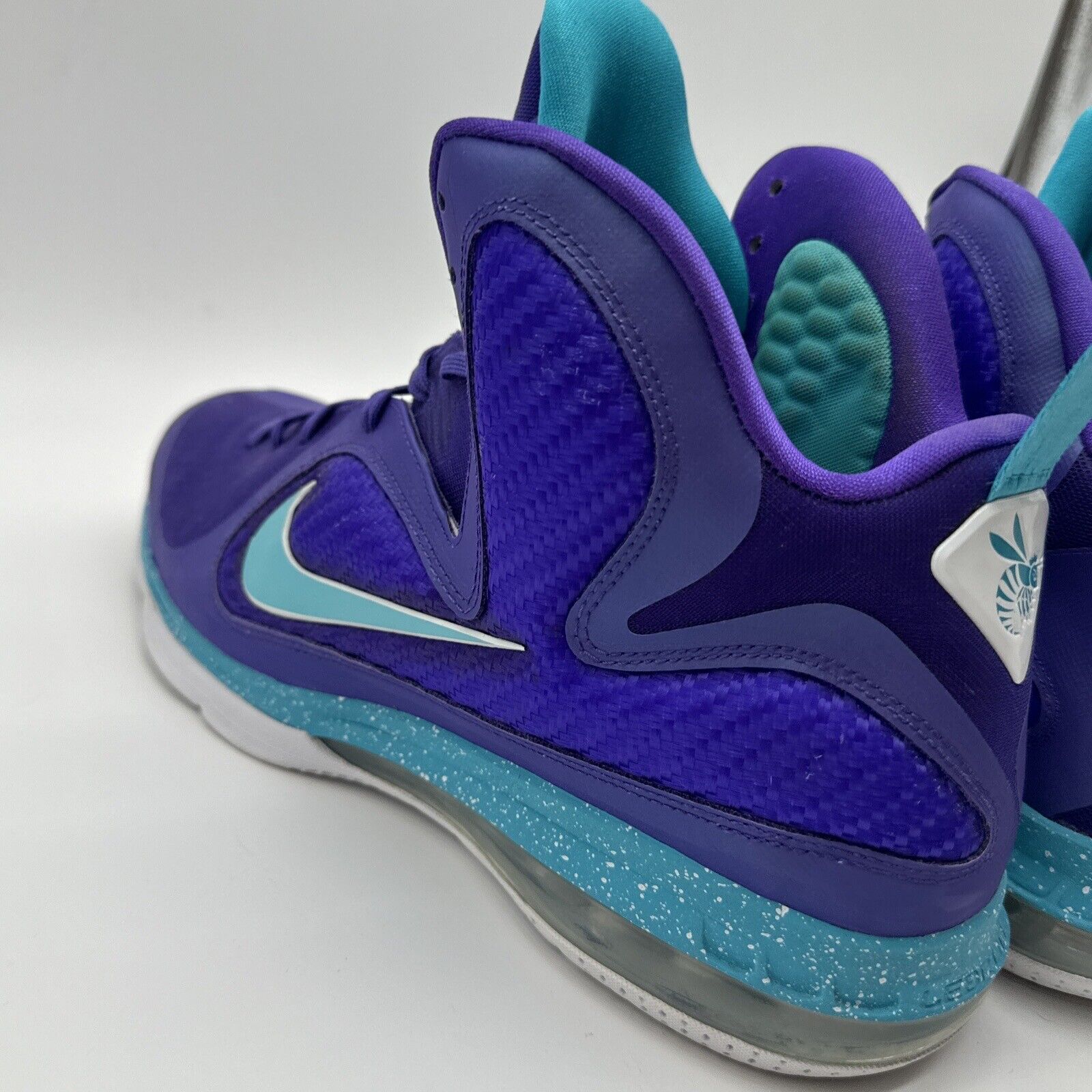 Size 13 - Nike LeBron 9 Summit Lake Hornets 2012 Purple Unc Blue Carbon Fiber