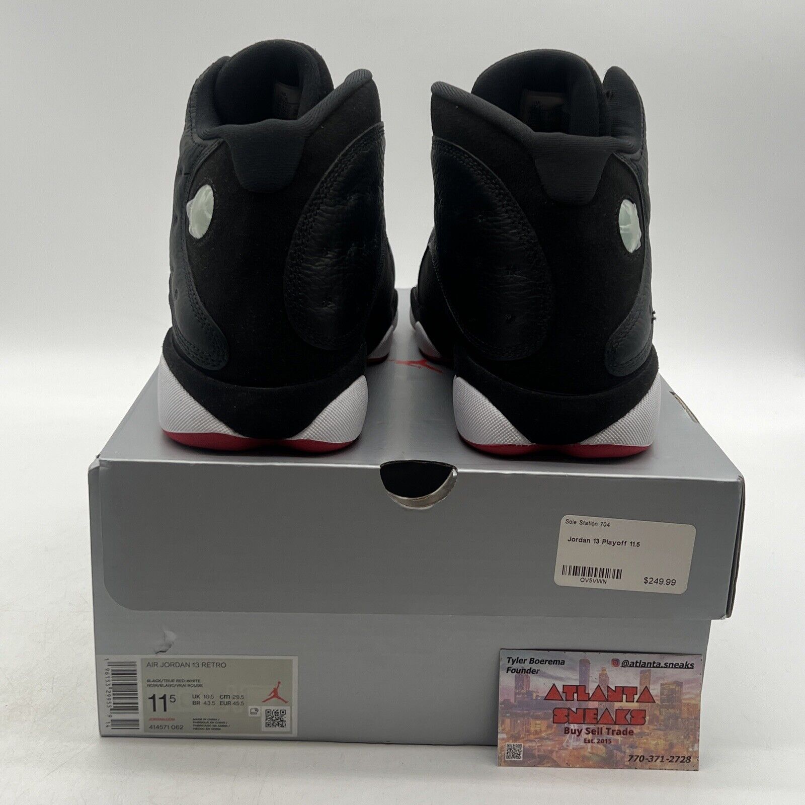 Size 11.5 - Jordan 13 Retro Mid Playoff Black White Leather (414571-062)