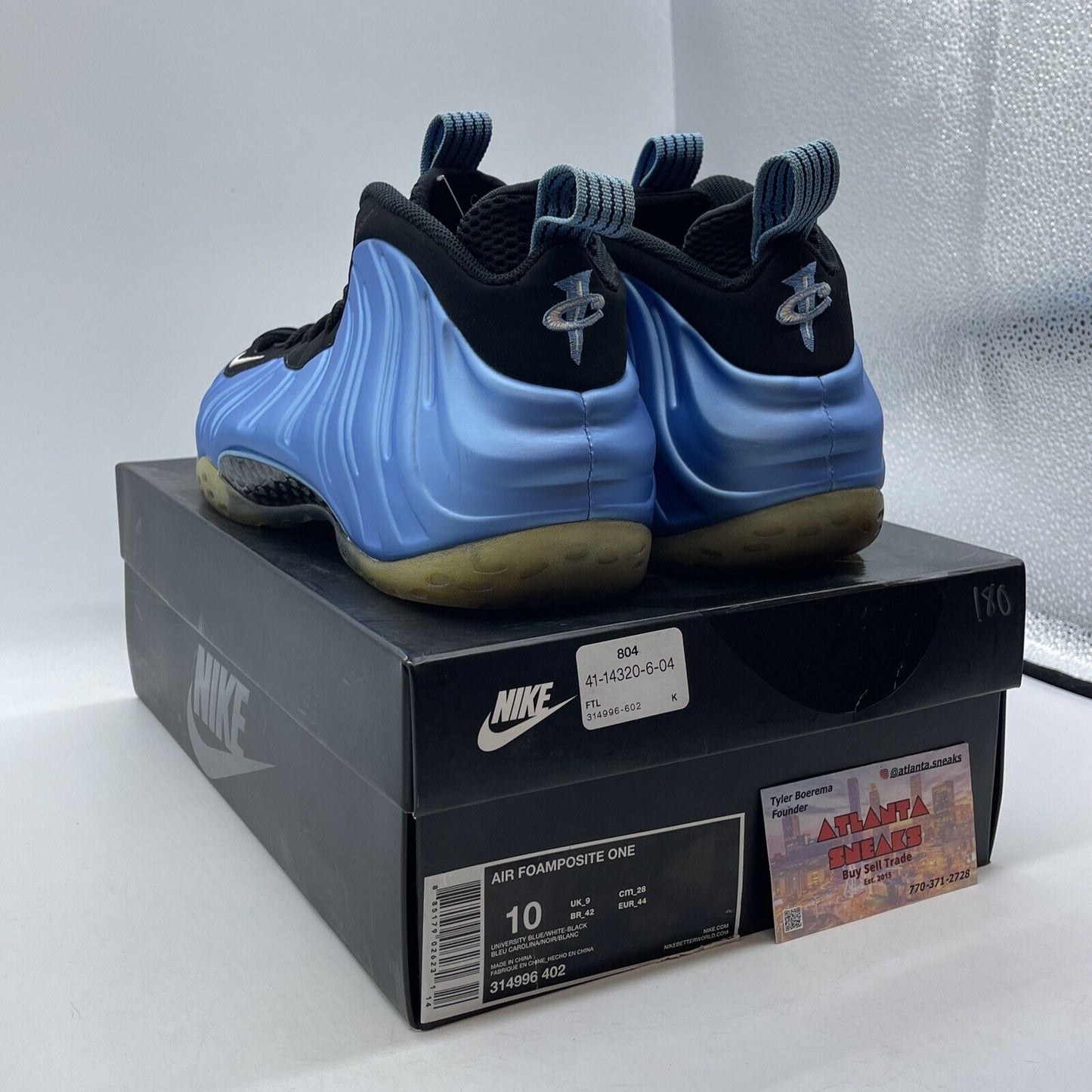 Size 10 - Nike Air Foamposite One University Blue Black White (314996-402)