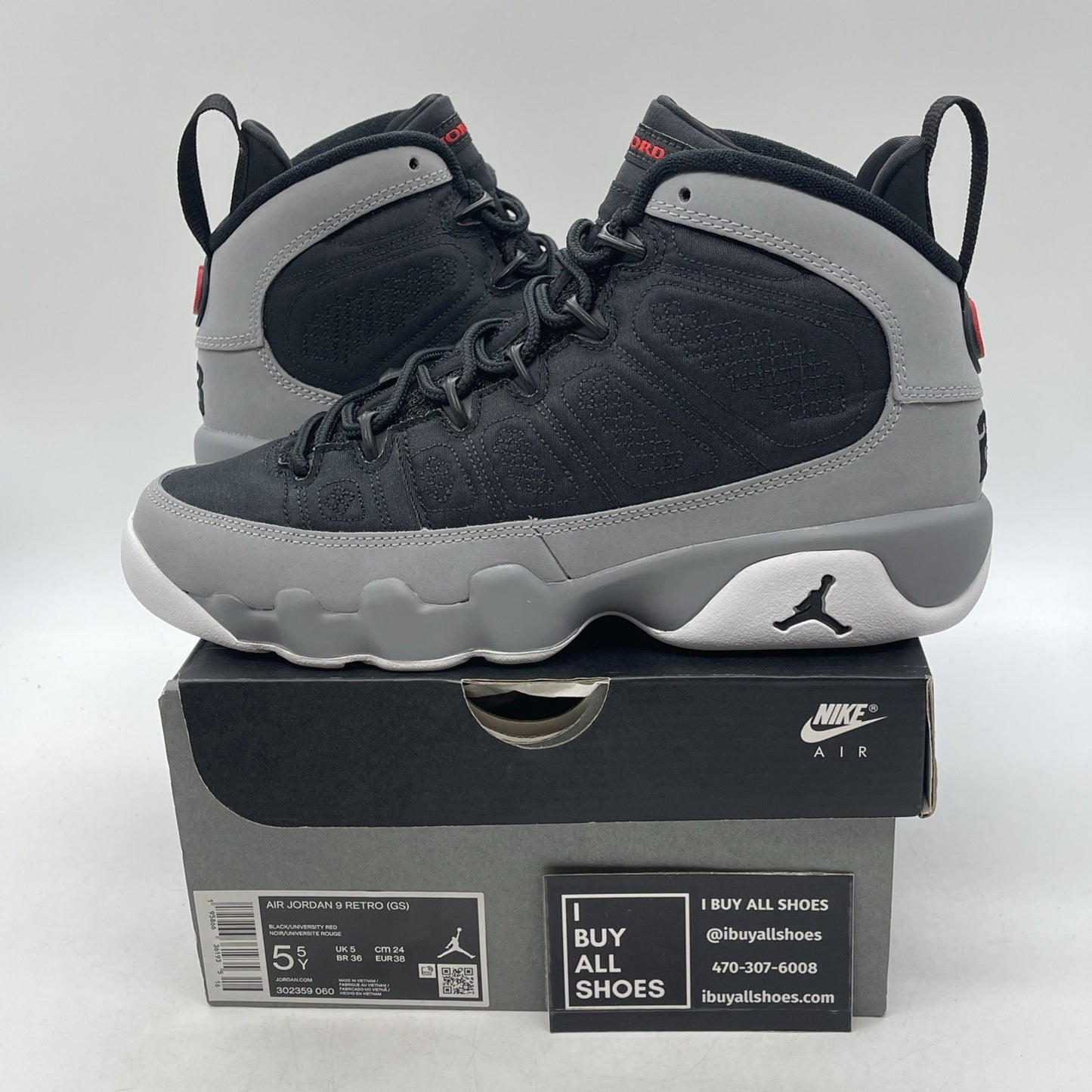 Size 5.5 - Air Jordan 9 Retro Particle Gray 2022