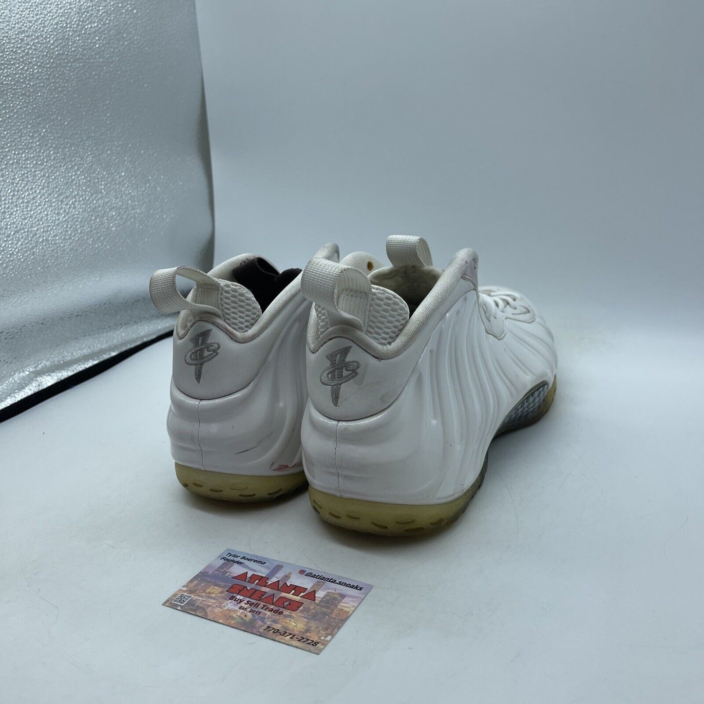 Size 9.5 - Nike Air Foamposite One White Out Silver Suede Leather (314996-100)