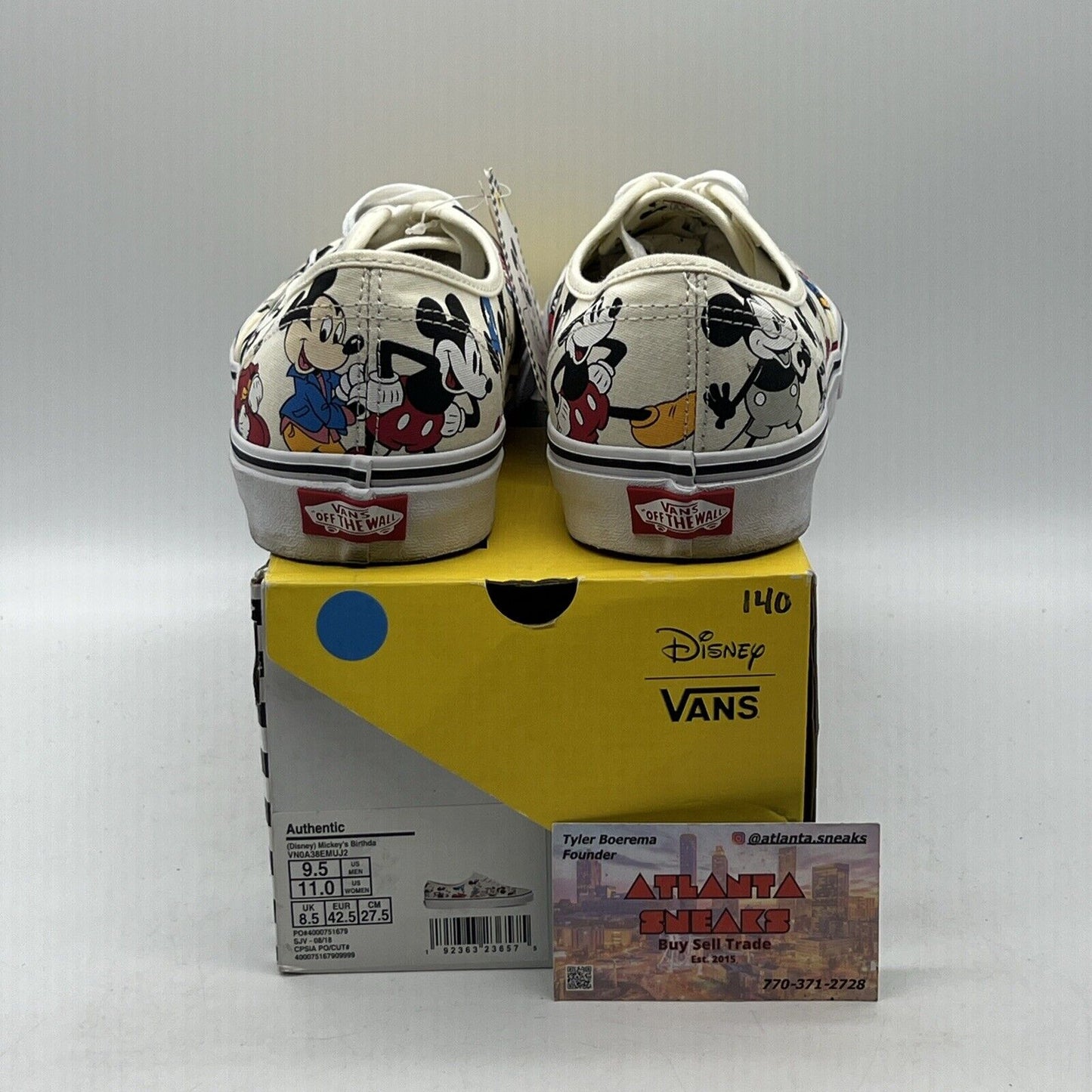 Size 9.5 - VANS Disney x Authentic Mickey's Birthday Red Blue Yellow White