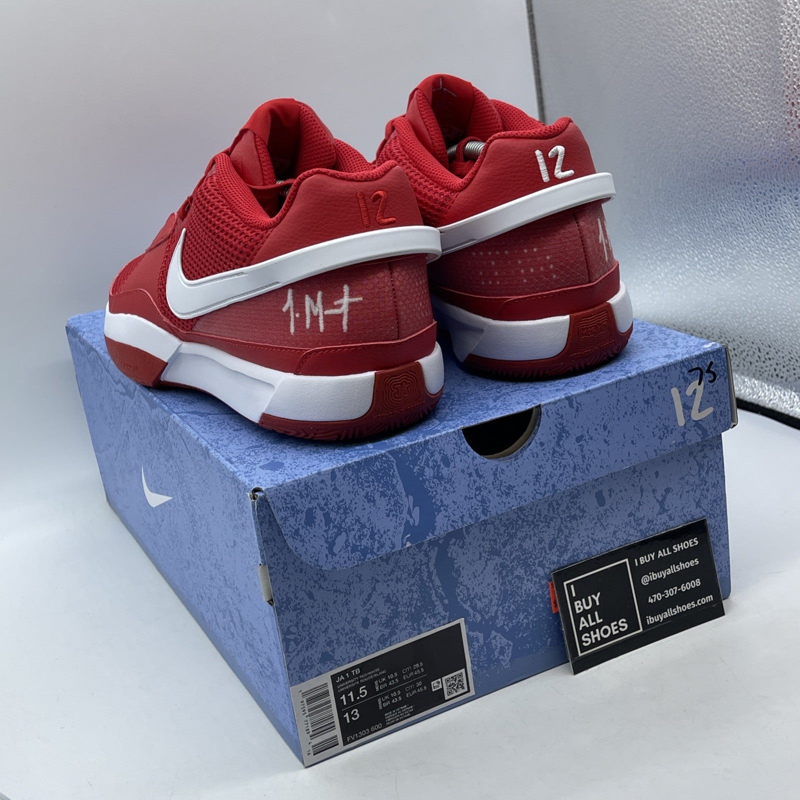 Size 11.5 - Nike Ja 1 TB Basketball Shoes University Red White (FV1303-600)