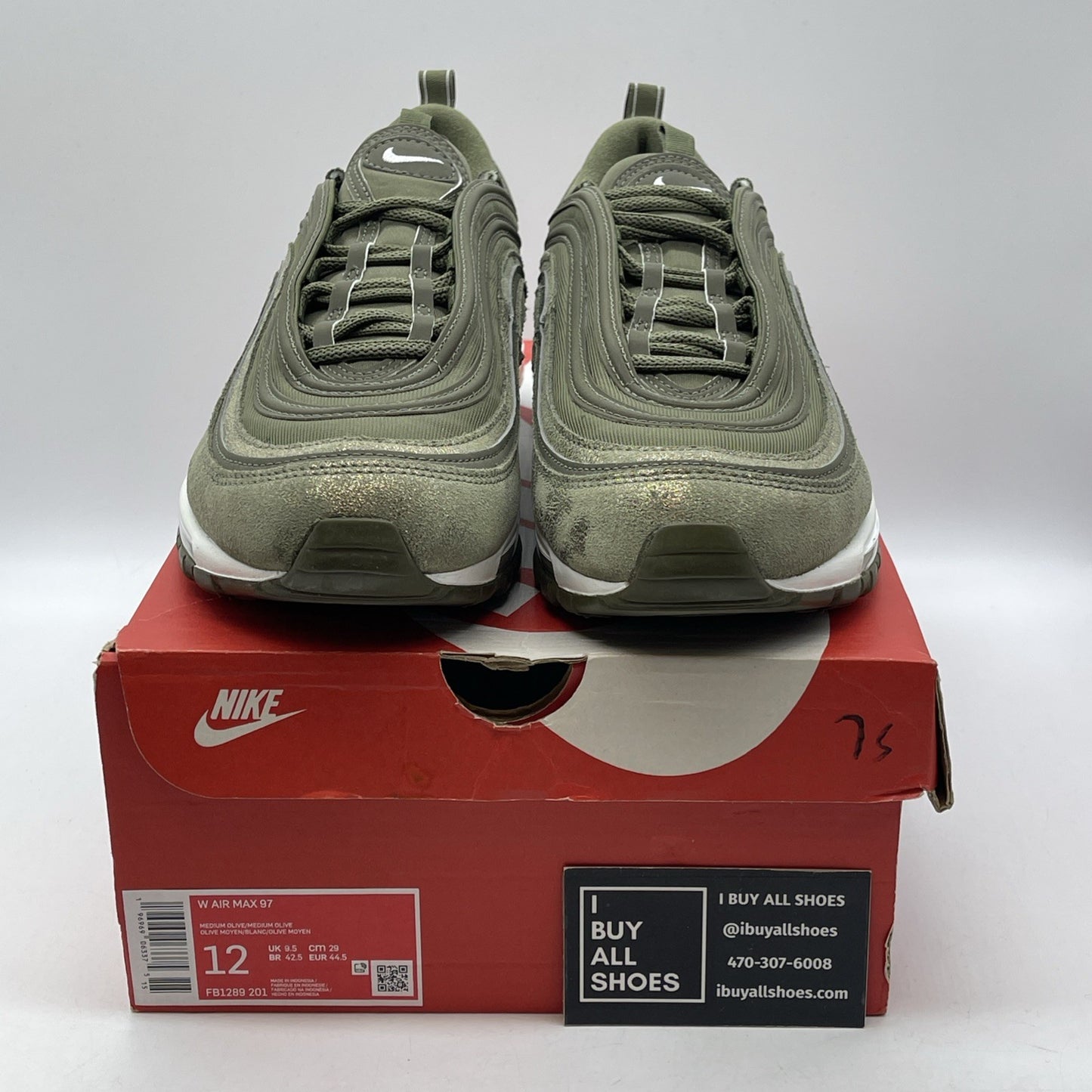 Size 12W - Nike Air Max 97 Medium Olive Suede Leather (FB1289-201)