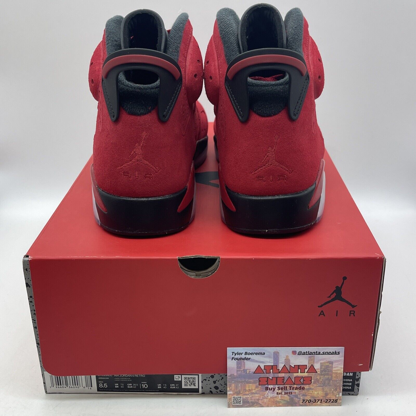 Size 8.5 - Air Jordan 6 Retro Toro Bravo Red Black White Suede (CT8529-600)