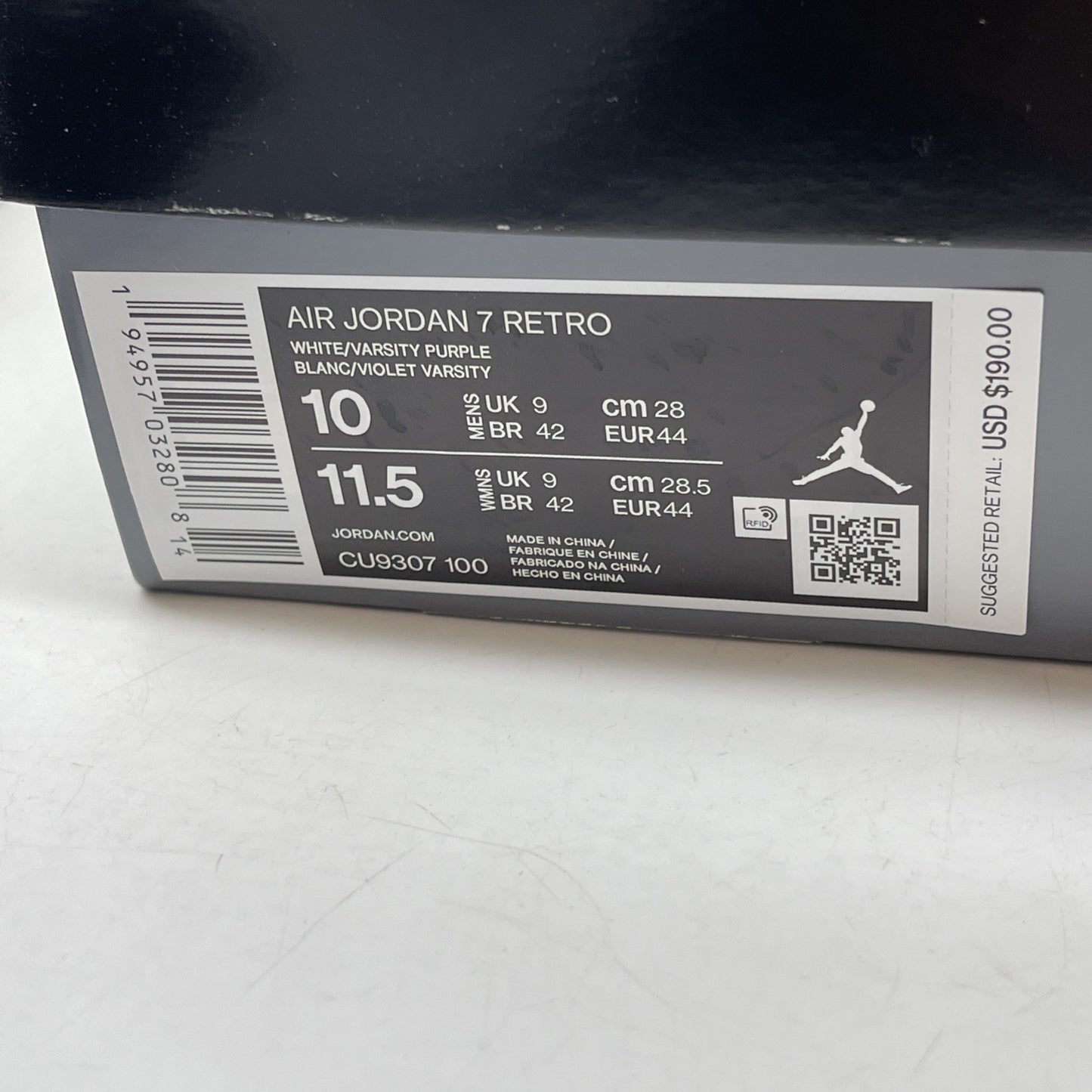 Size 10 - Air Jordan 7 Retro Flint Grey White Suede Leather (CU9307-100)