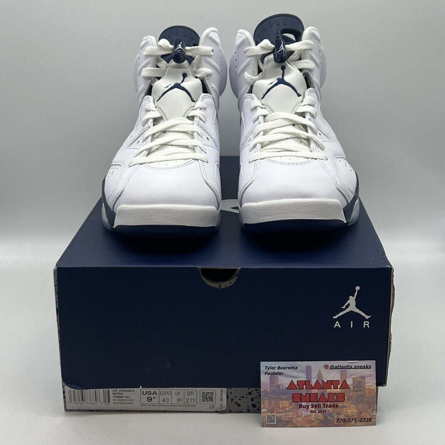 Size 9.5 - Jordan 6 Retro Midnight Navy Brand New Og All White