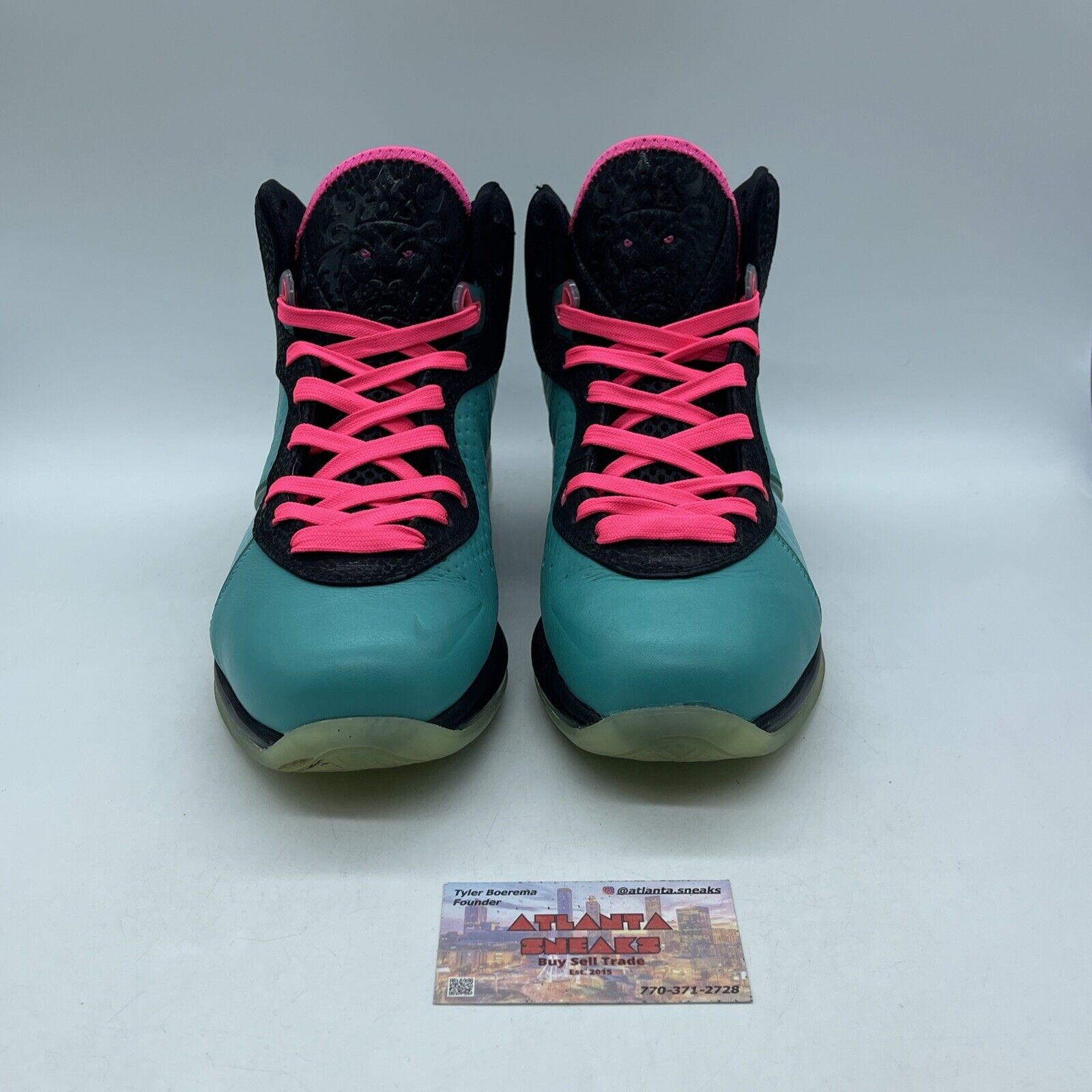 Size 10 - Nike LeBron 8 2010 South Beach Blue Leather Black Suede (417098-401)