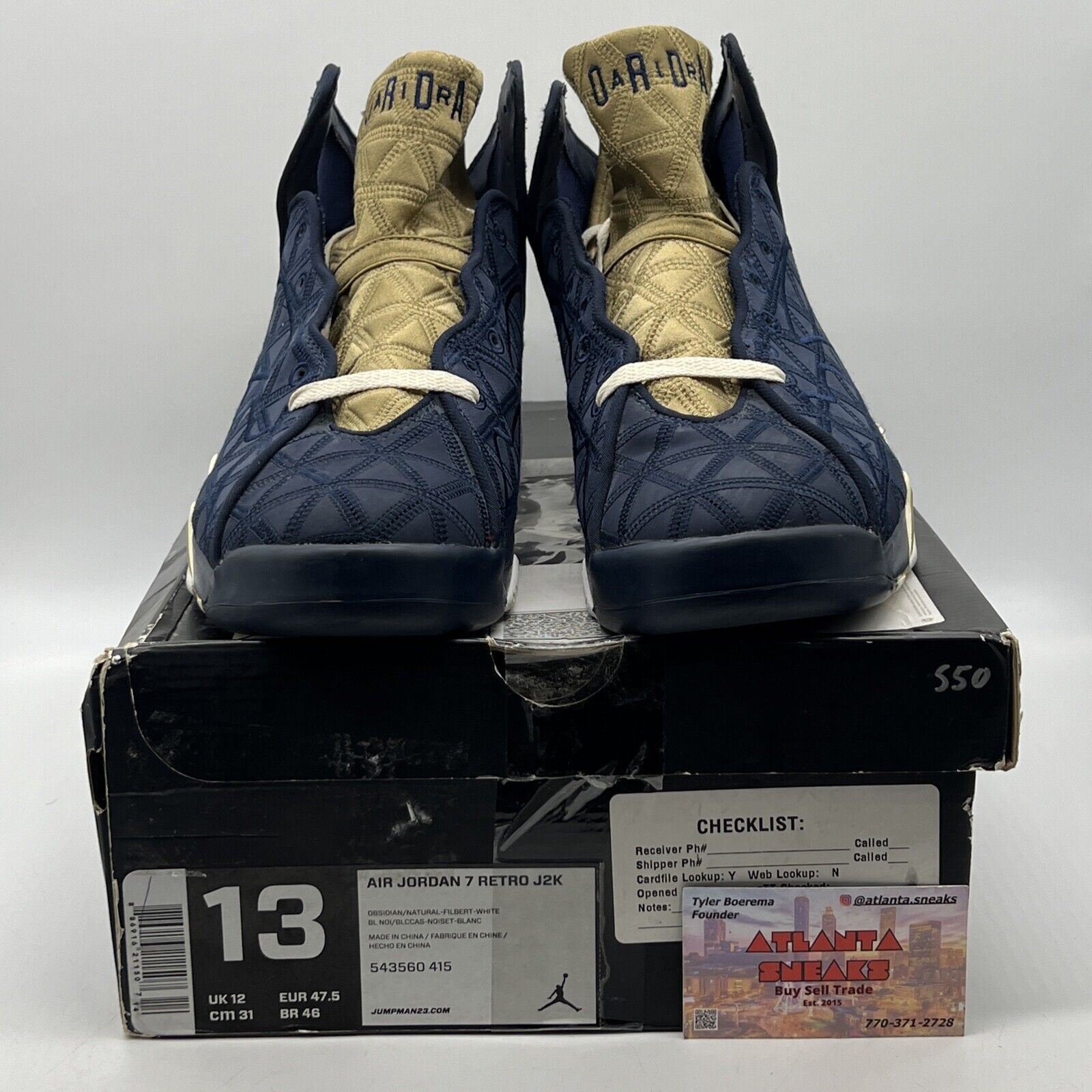 Size 13 - Air Jordan 7 Retro J2K Navy Tan White Suede (543560-414)