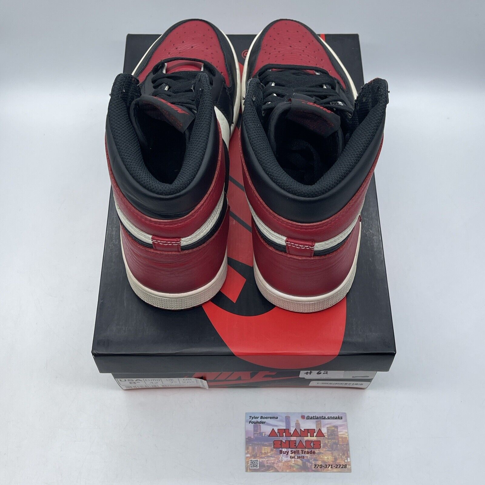 Size 8.5 - Jordan 1 Retro OG High Bred Toe Black Red White Leather (555088-610)