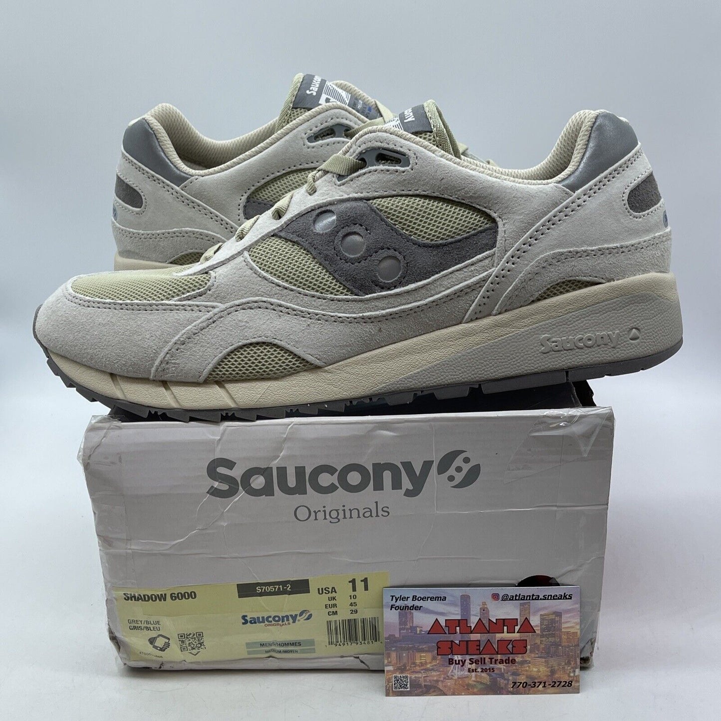 Size 6 - Saucony Shadow 6000 Megabyte Grey Brown Tan white  Suede (S70571-2)