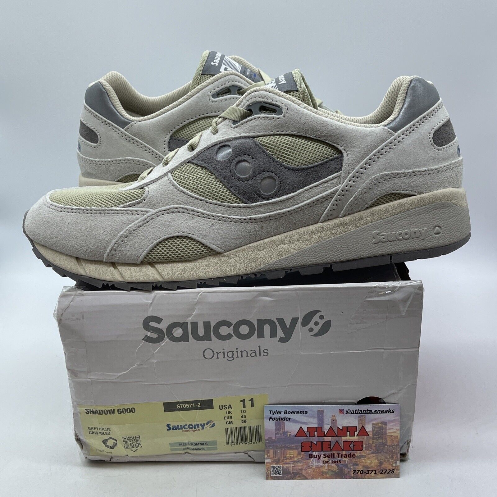 Size 6 - Saucony Shadow 6000 Megabyte Grey Brown Tan white  Suede (S70571-2)