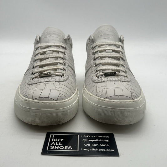 Size 9 - Jimmy Choo Portman White Leather Croc Sneakers Low