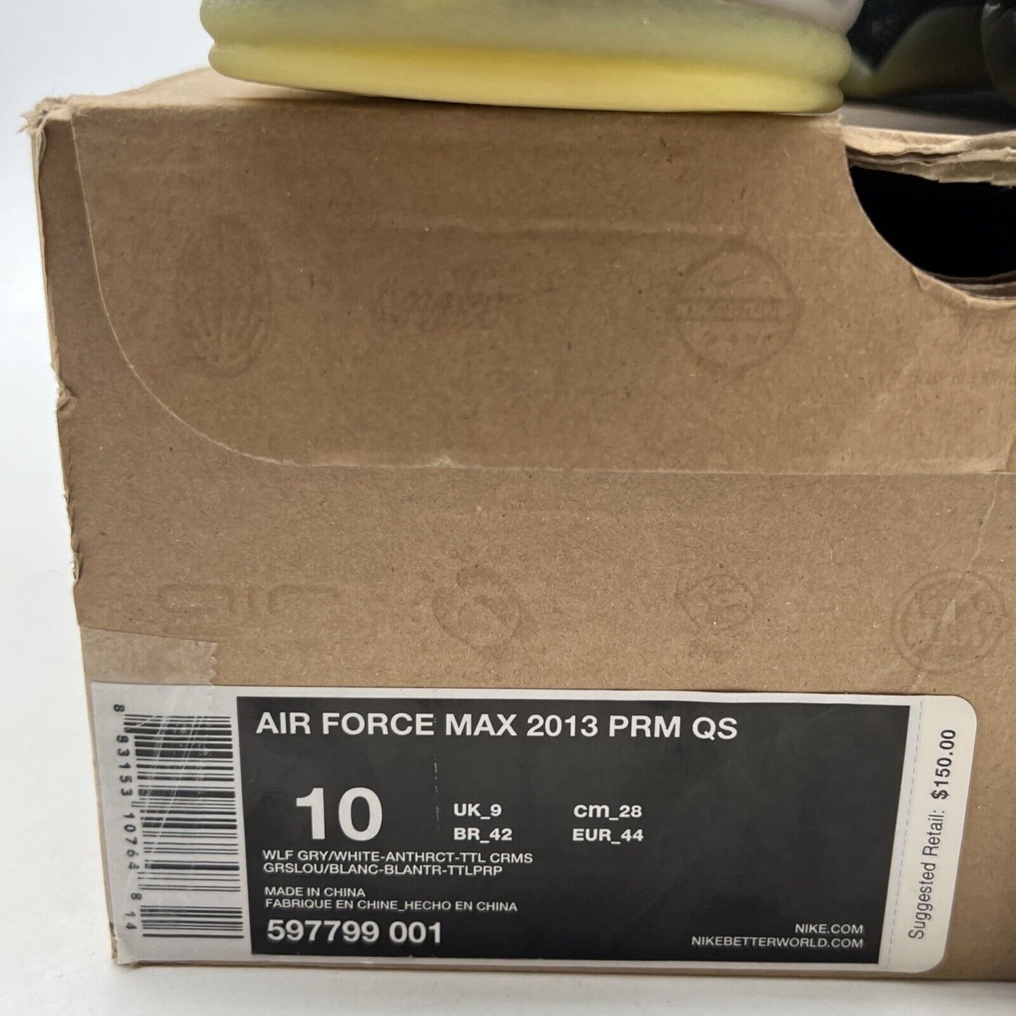 Size 10 - Nike Air Force Max 2013 PRM QS Area 72 (597799-001)
