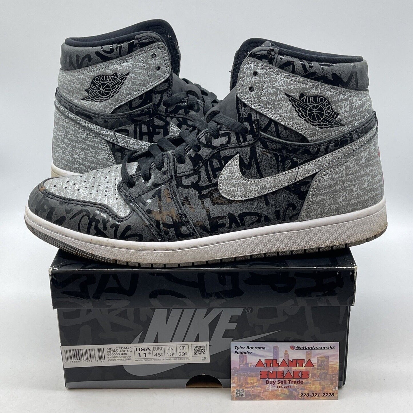 Size 11.5 - Jordan 1 OG High Rebellionaire Grey Black Suede Leather (555088-036)