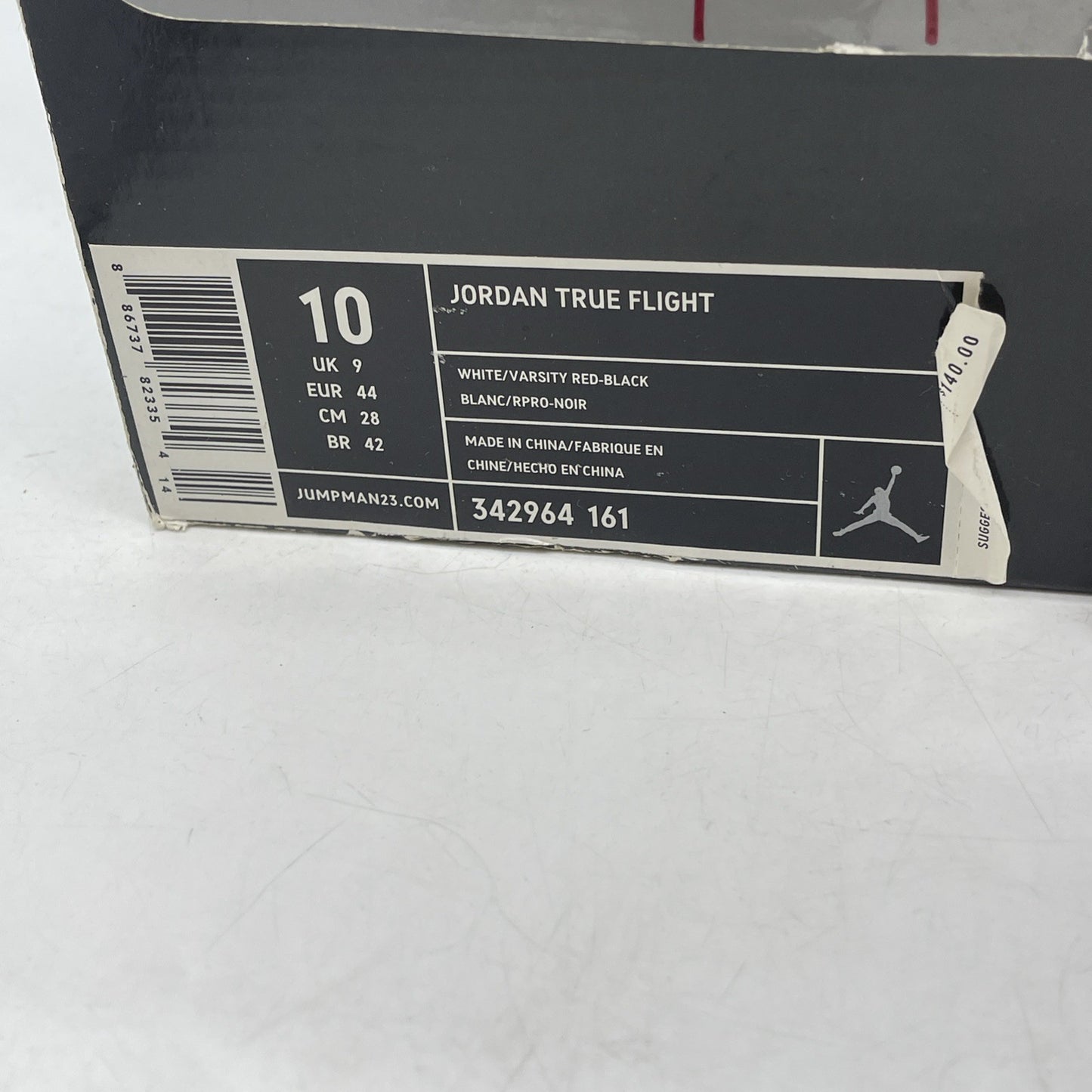 Size 10- Air Jordan True Flight White Red (343795-161)