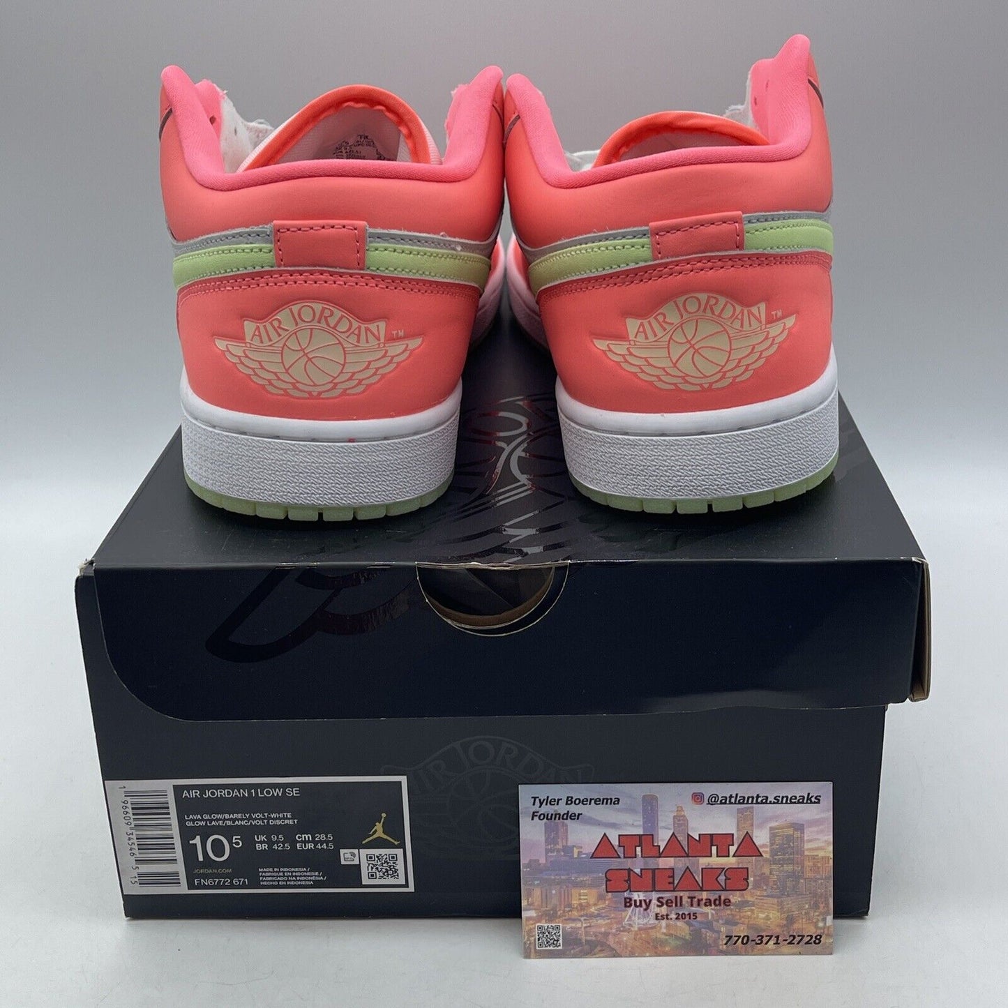 Size 10.5 - Air Jordan 1 SE Low Lava Glow Pink White Green Leather (FN6772-671)