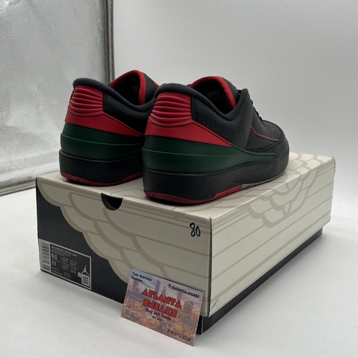 Size 9.5 - Air Jordan 2 Retro Low Christmas Red Green Black Leather (DV9956-006)