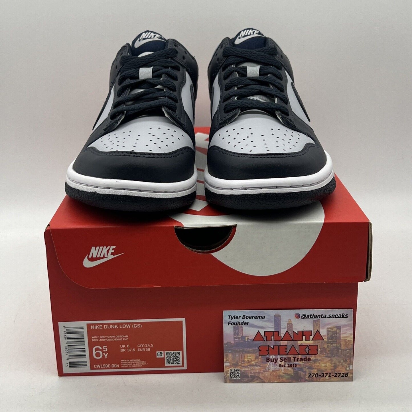 Size 6.5Y - Dunk Low Georgetown Navy Grey White Leather (CW1590-004)