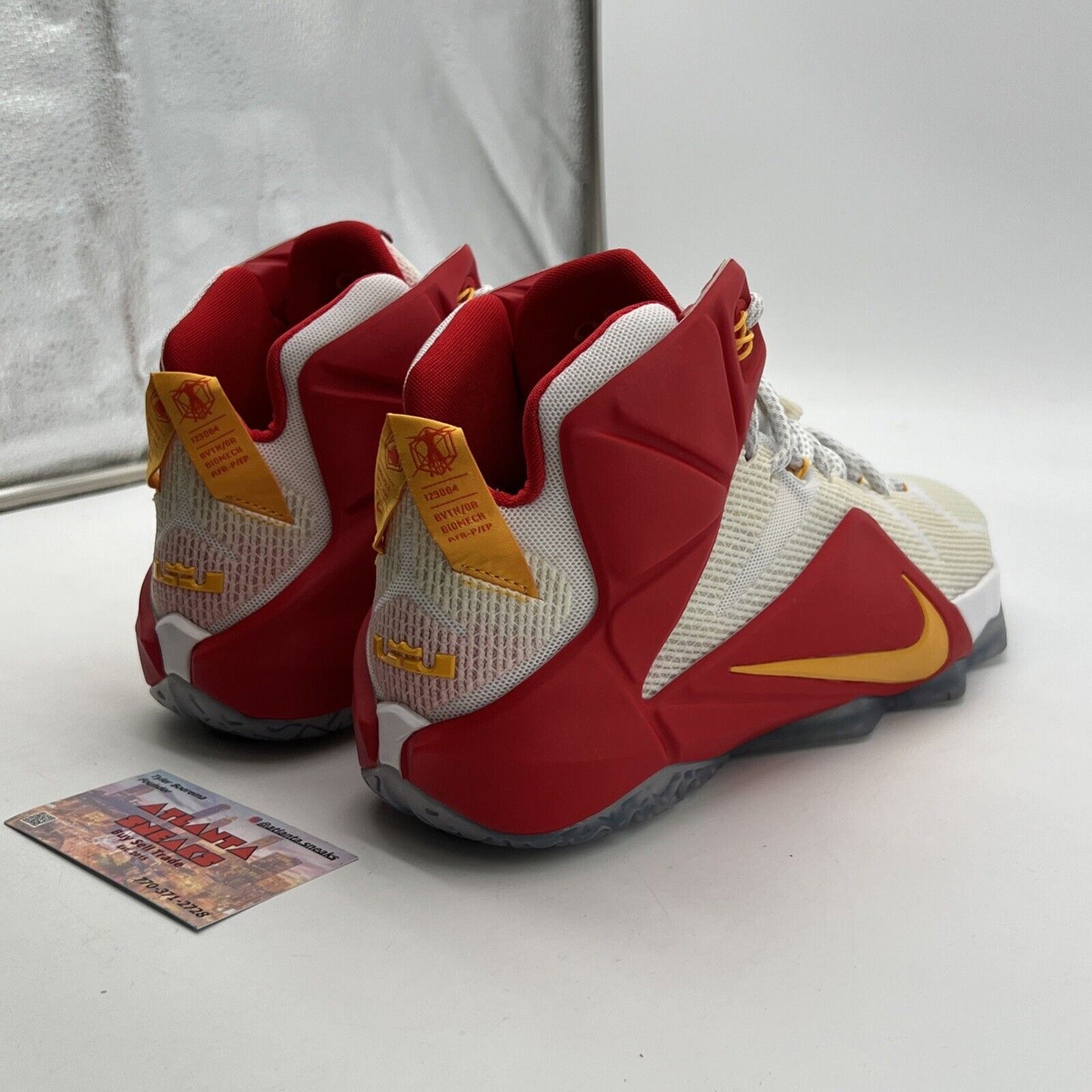 Size 9.5 - Nike LeBron 12 iD Unlocked Red/Yellow/White (799181-981)