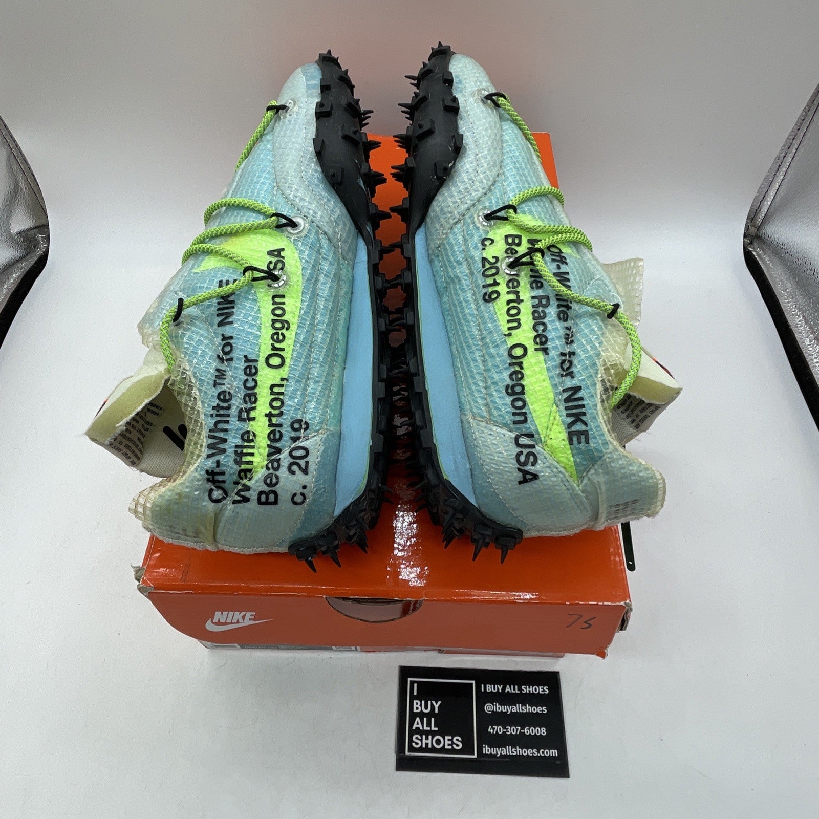 Size 8W - Nike Off-White x Waffle Racer Vivid Sky (CD8180-400)