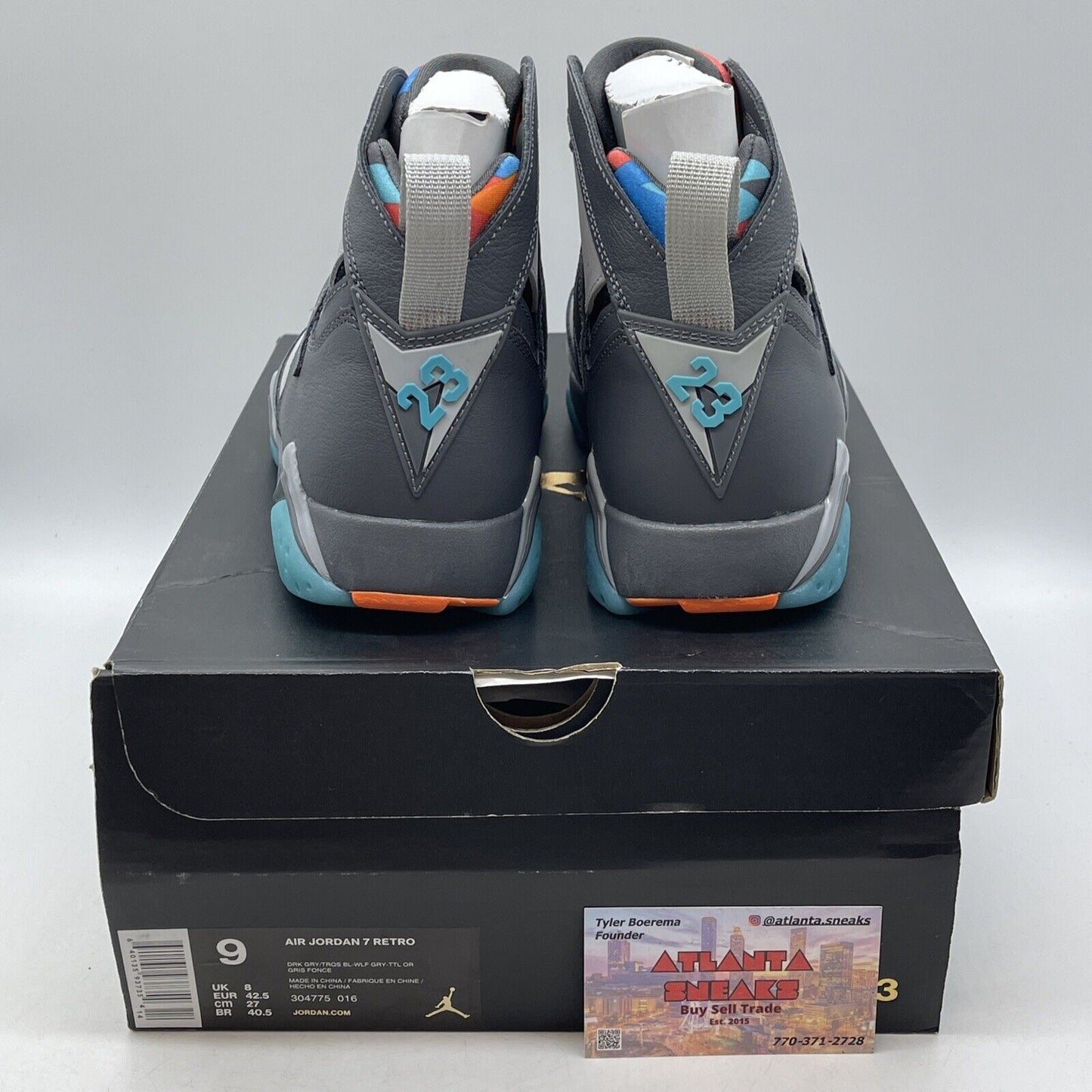 Size 9 - Air Jordan 7 Retro Barcelona Days Grey Blue Orange Suede (304775-016)