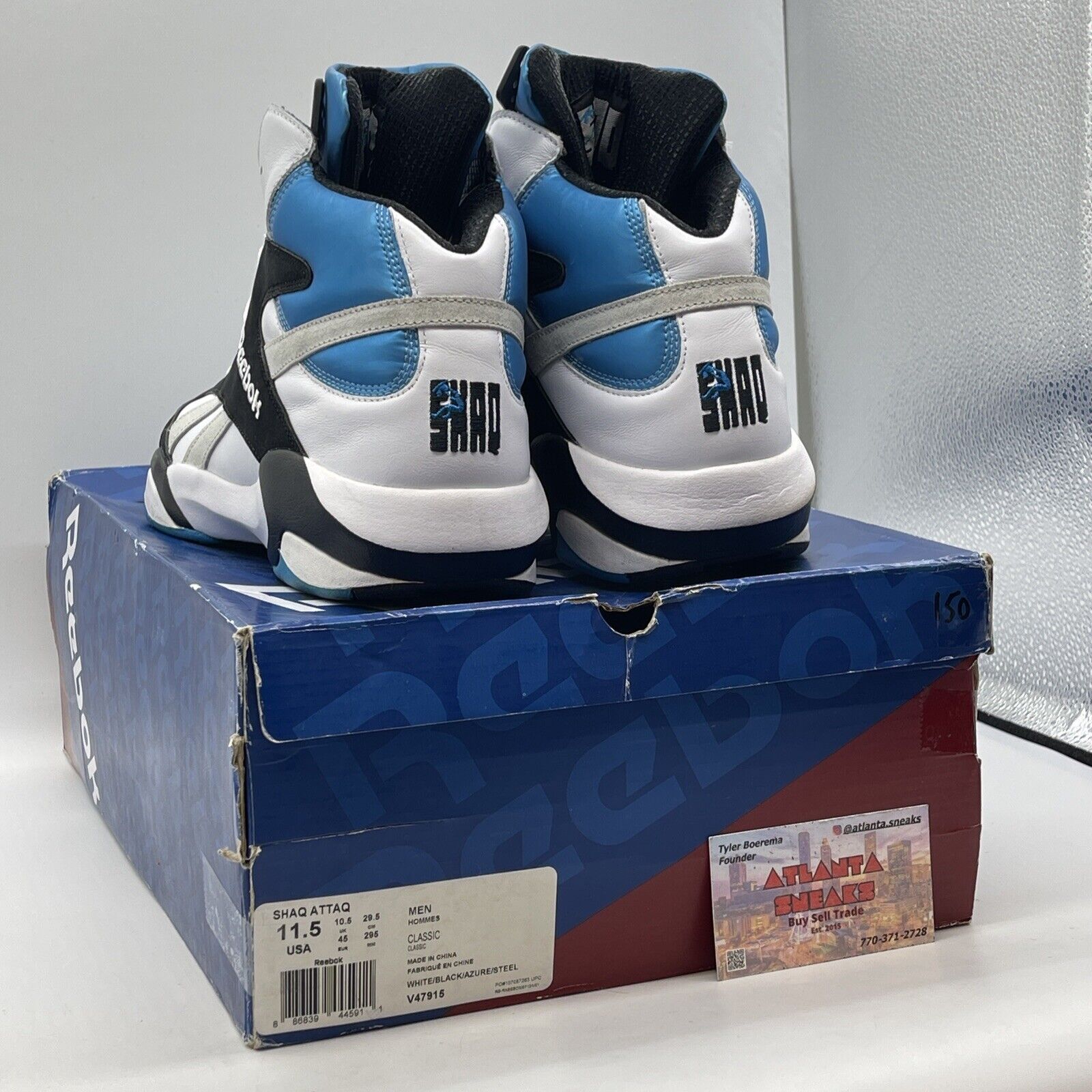 Size 11.5 - Reebok Shaq Attaq 2013 Orlando Magic Blue Black Suede (V47915)