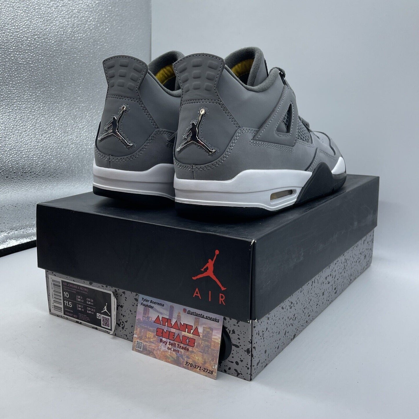 Size 10 - Jordan 4 Retro Low Cool Grey White Black Silver Suede (308497-007)
