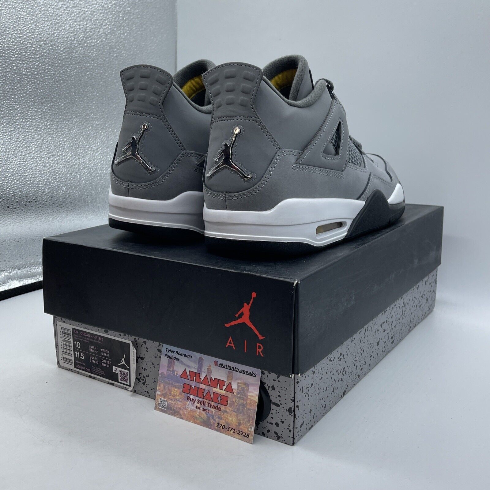 Size 10 - Jordan 4 Retro Low Cool Grey White Black Silver Suede (308497-007)