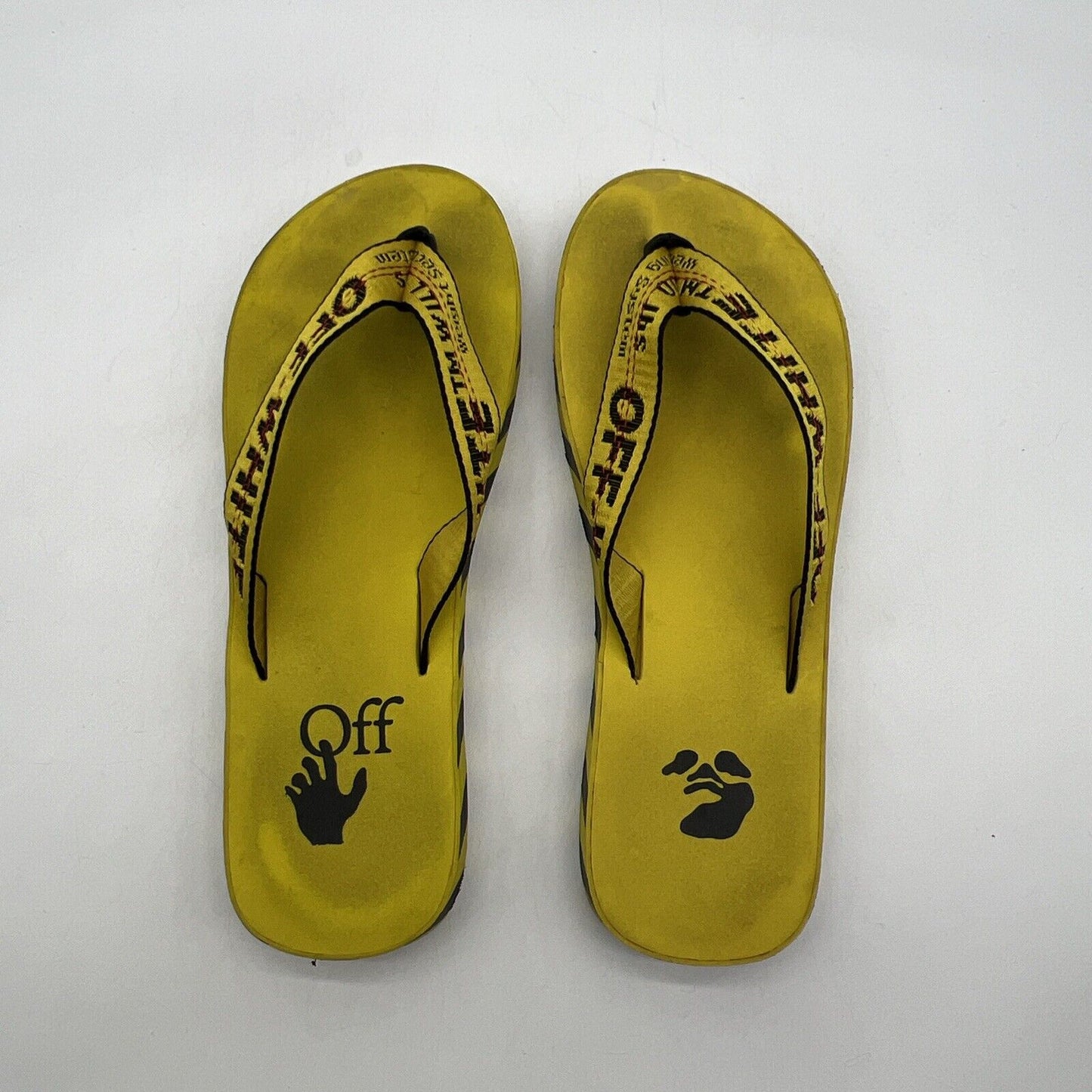 Size 12 - Off-White Men's Yellow Industrial Logo Flip Flop