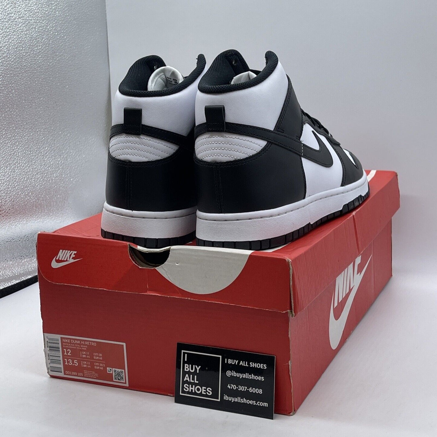 Size 12 - Nike Dunk High Black White Leather (DD1399-105)