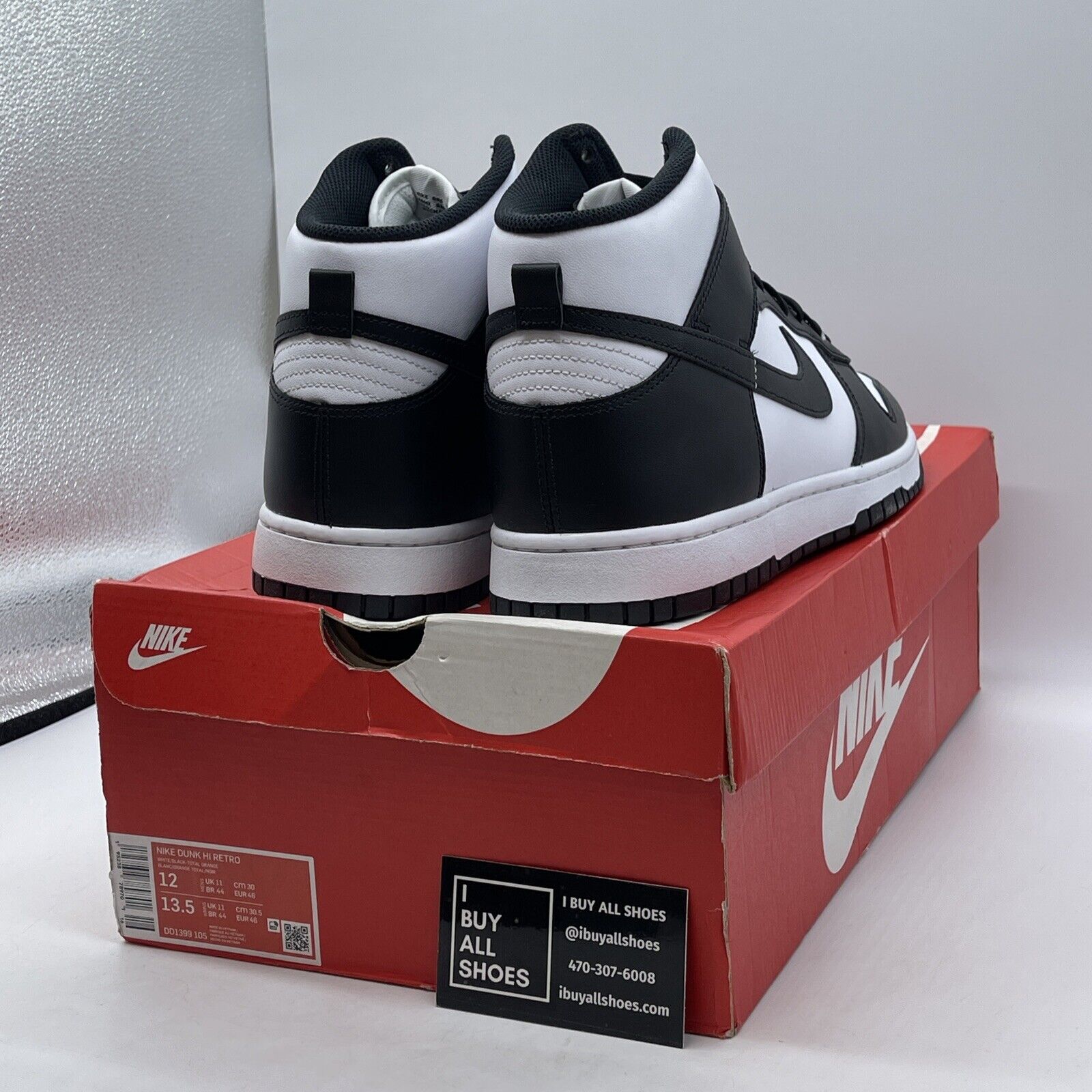 Size 12 - Nike Dunk High Black White Leather (DD1399-105)