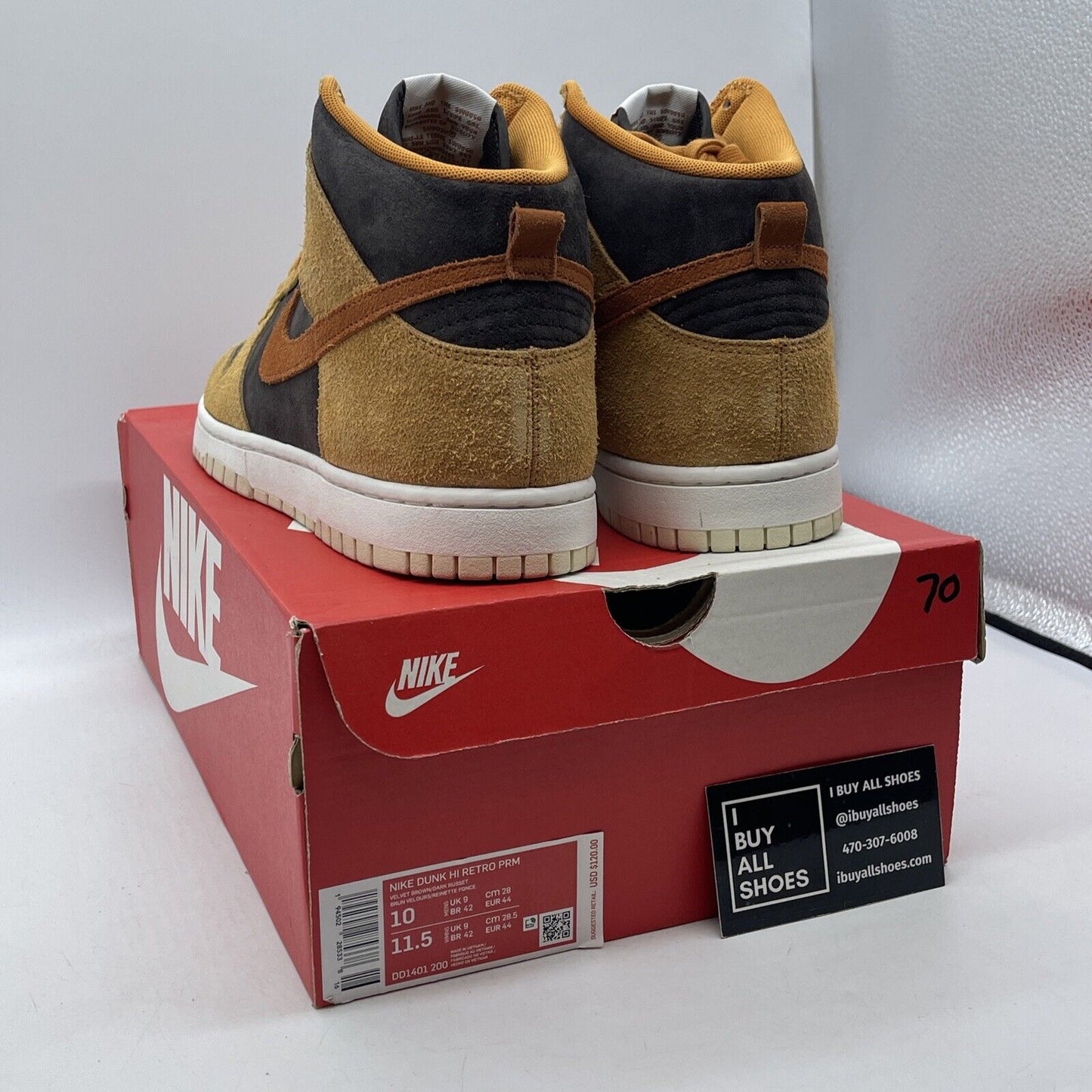 Size 10 - Nike Dunk Premium High Dark Curry Red Brown Suede (DD1401-200)