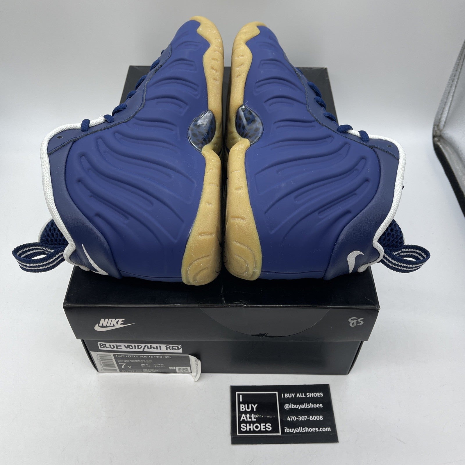Size 7Y (GS) - Nike Little Posite Pro Mid USA Blue Red White (644792-405)