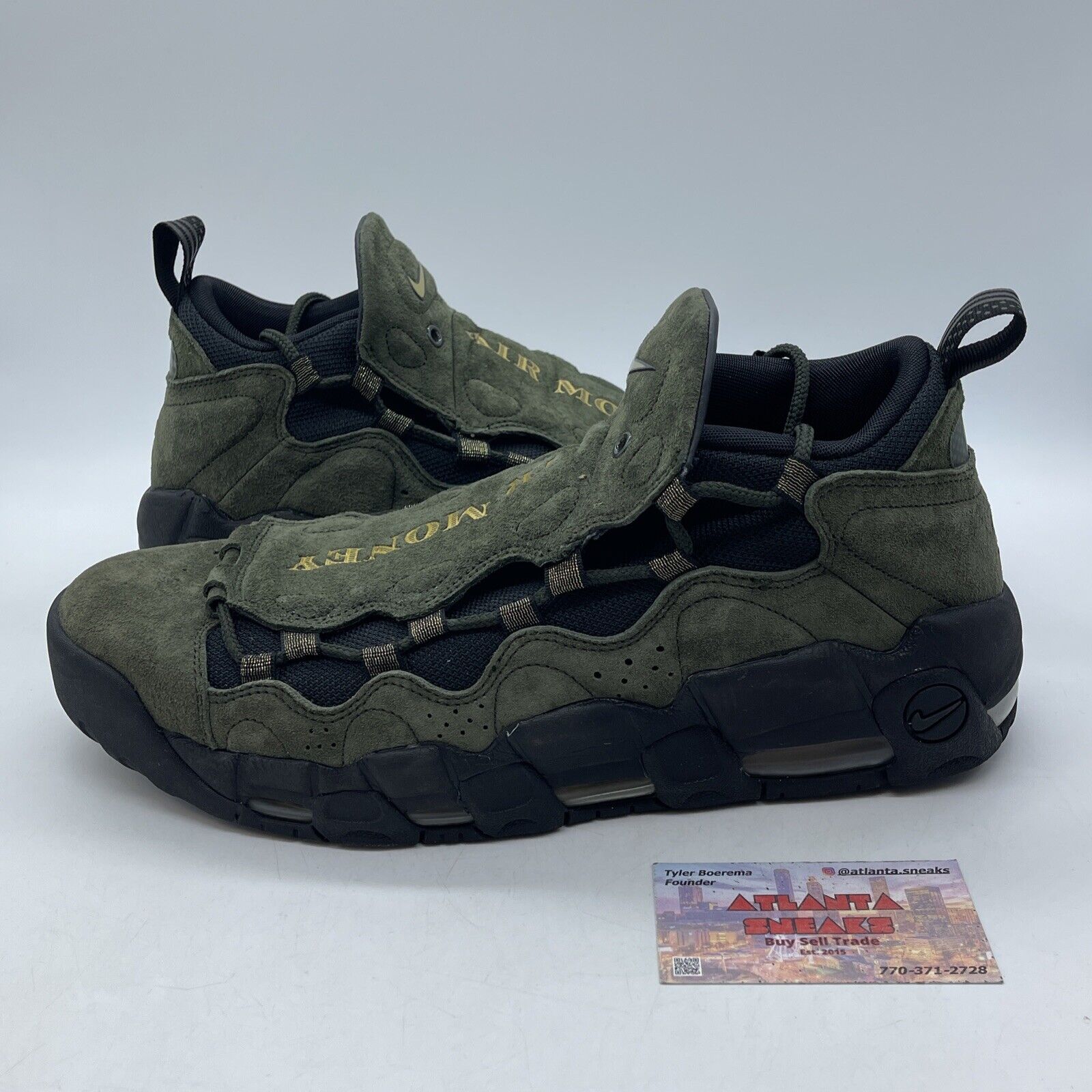 Size 12 - Nike Air More Money US Dollar Gold Black Green Suede (AJ7383-300)