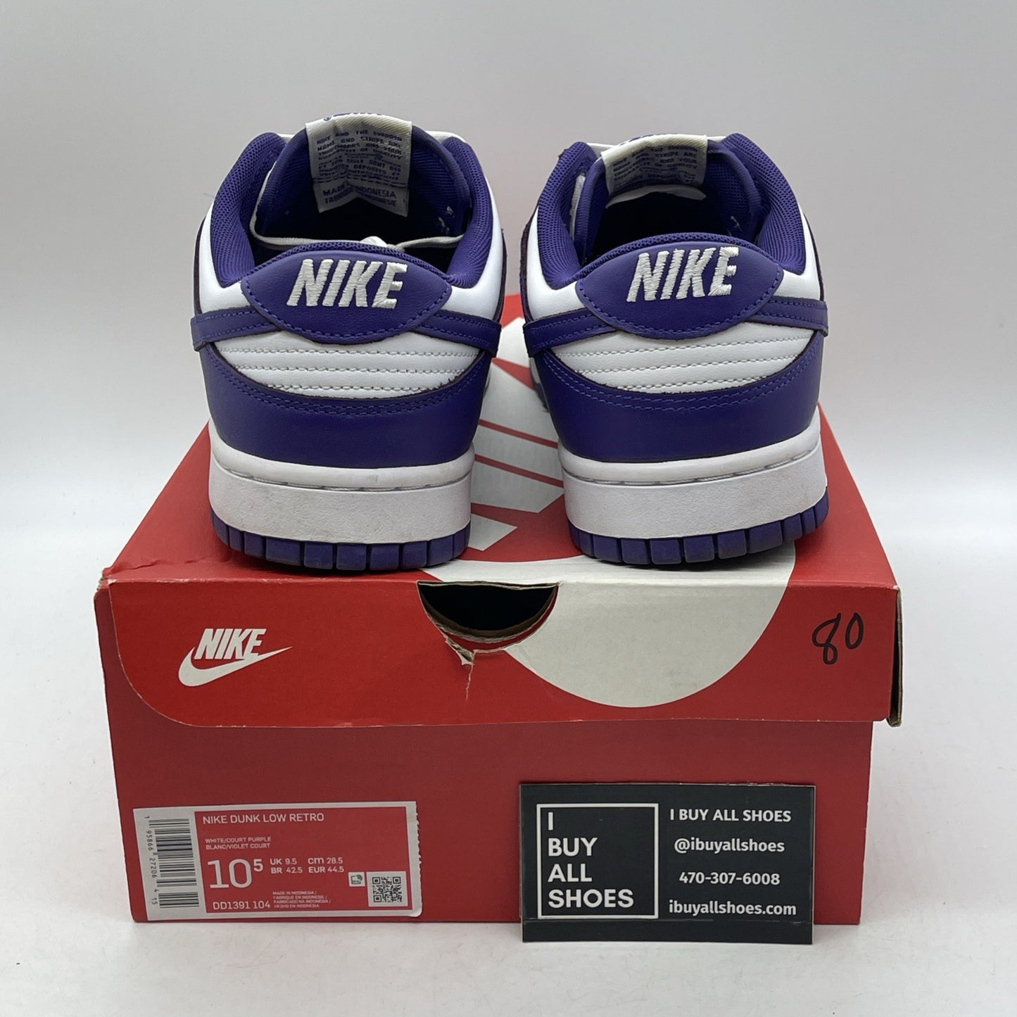 Size 10.5 - Nike Dunk Low Retro Court Purple 2022 White Leather (DD1391-104)