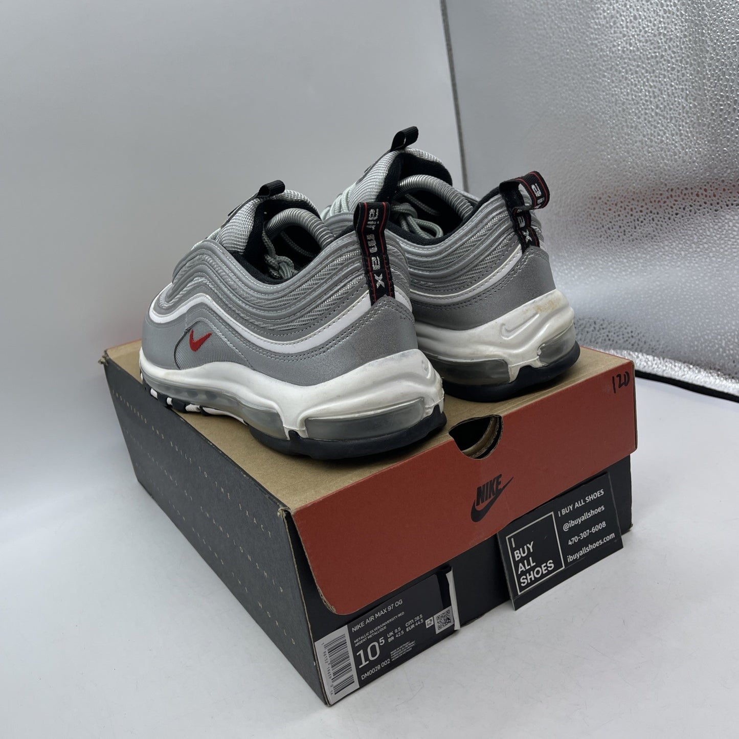 Size 10.5 - Nike Air Max 97 OG Silver Bullet Grey White Leather (DM0028-002)