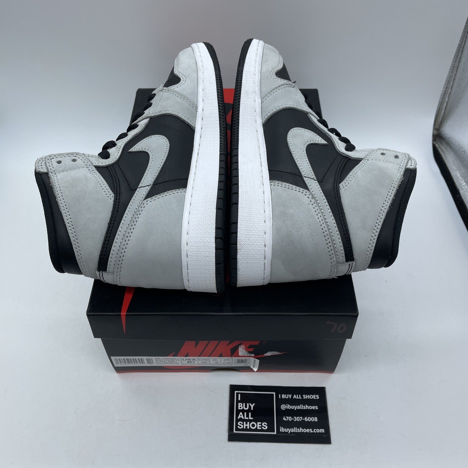 Size 6.5Y - Jordan 1 Retro OG High Shadow 2.0 Grey Black Suede (575441-035)