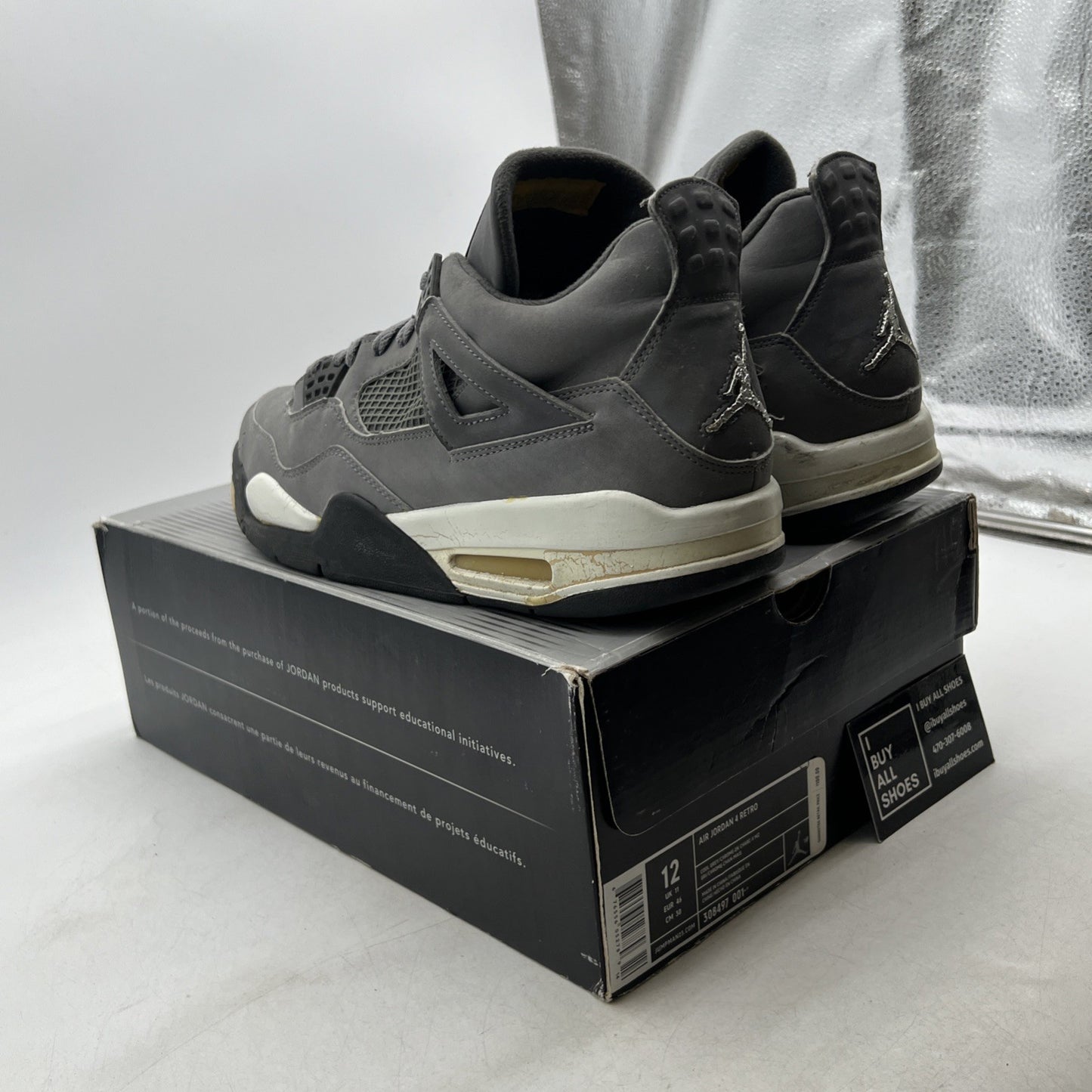 Size 12 - Air Jordan 4 Retro 2004 Cool Grey (308497-001)