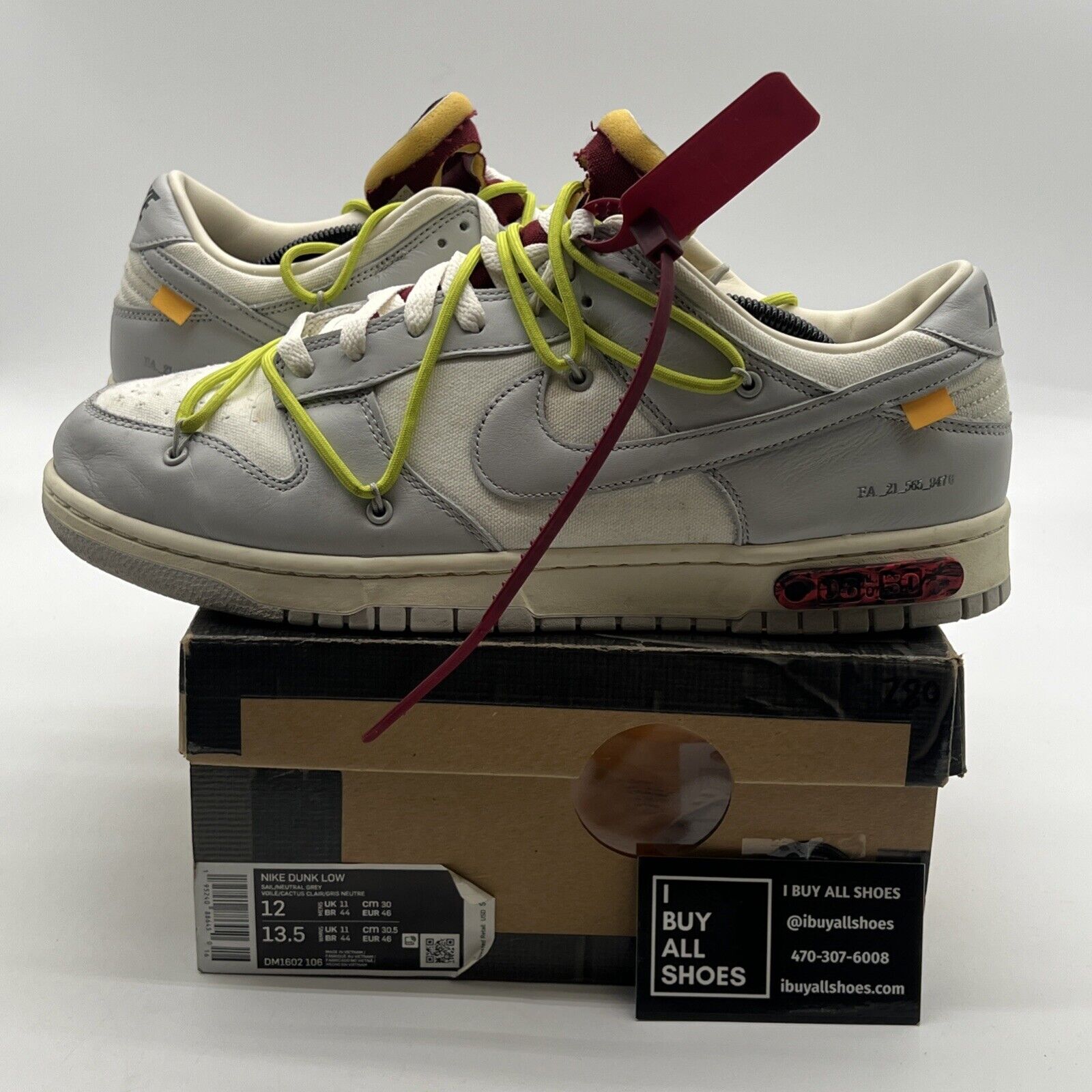Size 12 - Nike Off-White x Dunk Low Lot 08 of 50 (DM1602-106)