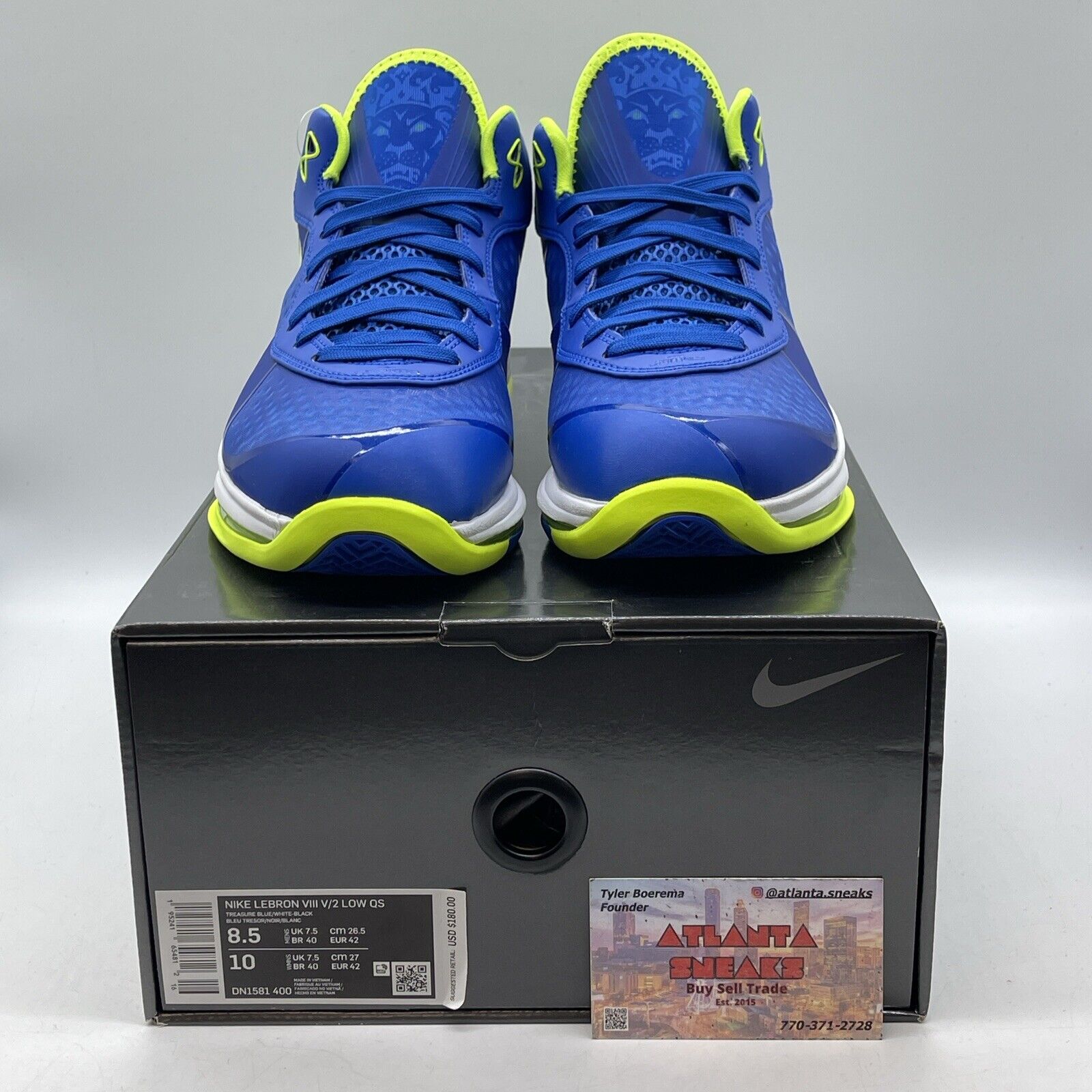 Size 8.5 - Nike LeBron 8 V/2 2021 Low Sprite Blue Neon Yellow (DN1581-400)